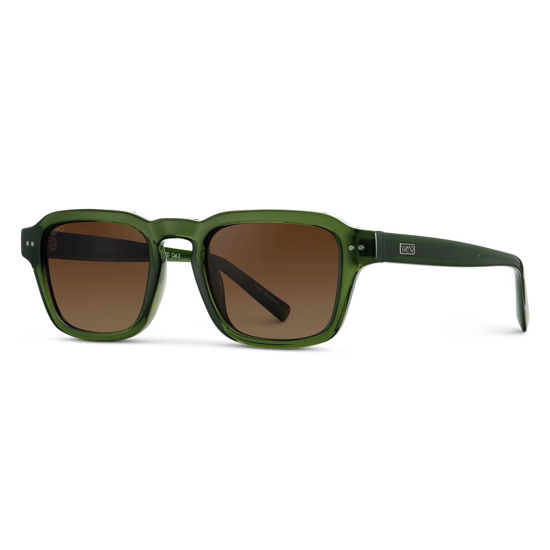Jade Green / Brown Gold Gradient Lens || Men's Rectangular Polarized Sunglasses with Jade Green Acetate Frame and Brown Gold Gradient Lens