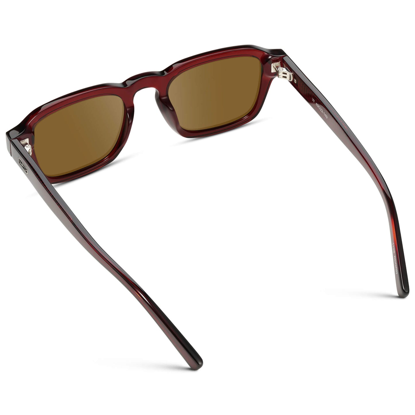 Red Garnet / Amber Lens || Men's Rectangular Prescription Sunglasses with Red Acetate Frame and Brown Prescription Lens