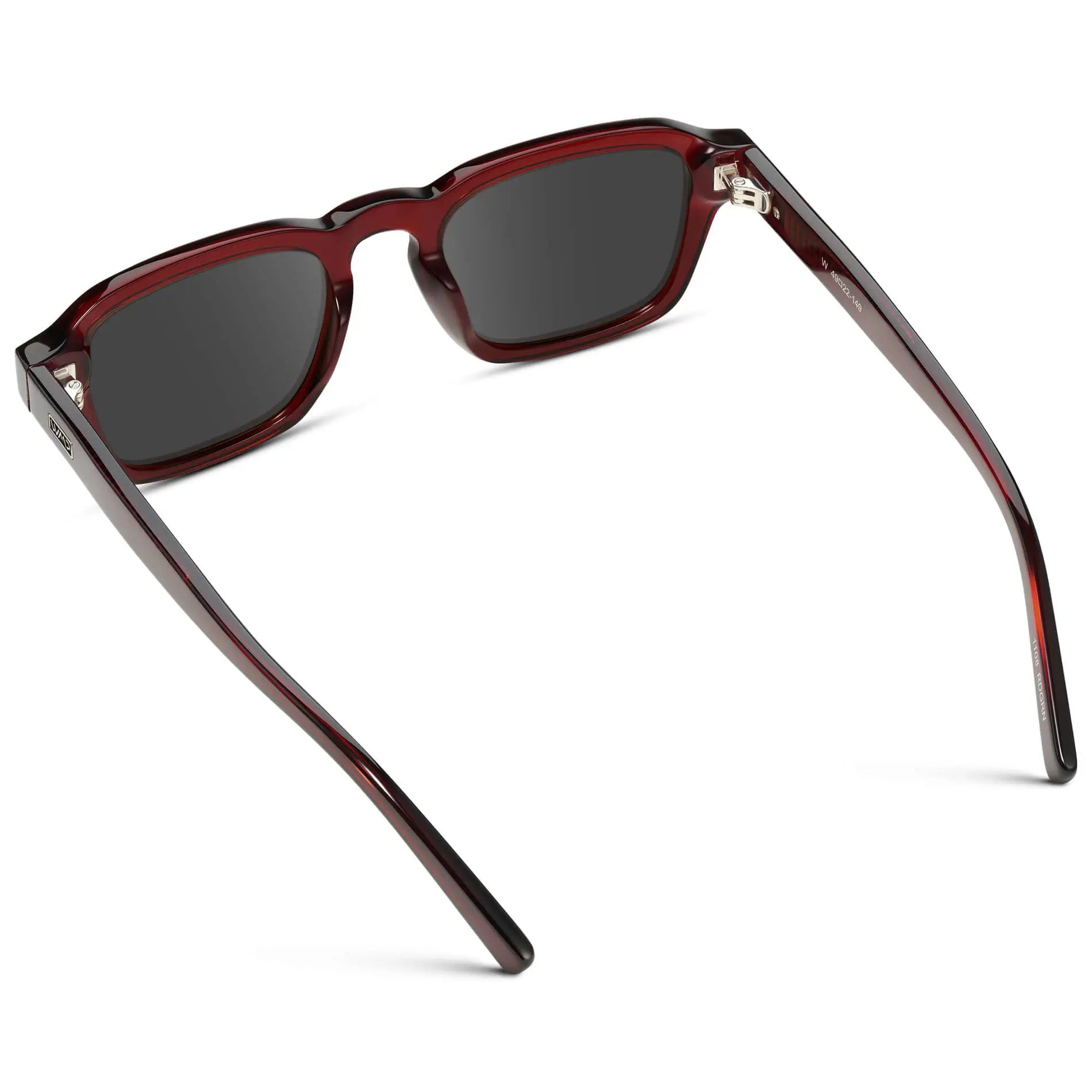Red Garnet / Grey || Men's Rectangular Prescription Sunglasses with Red Acetate Frame and Grey Prescription Lens