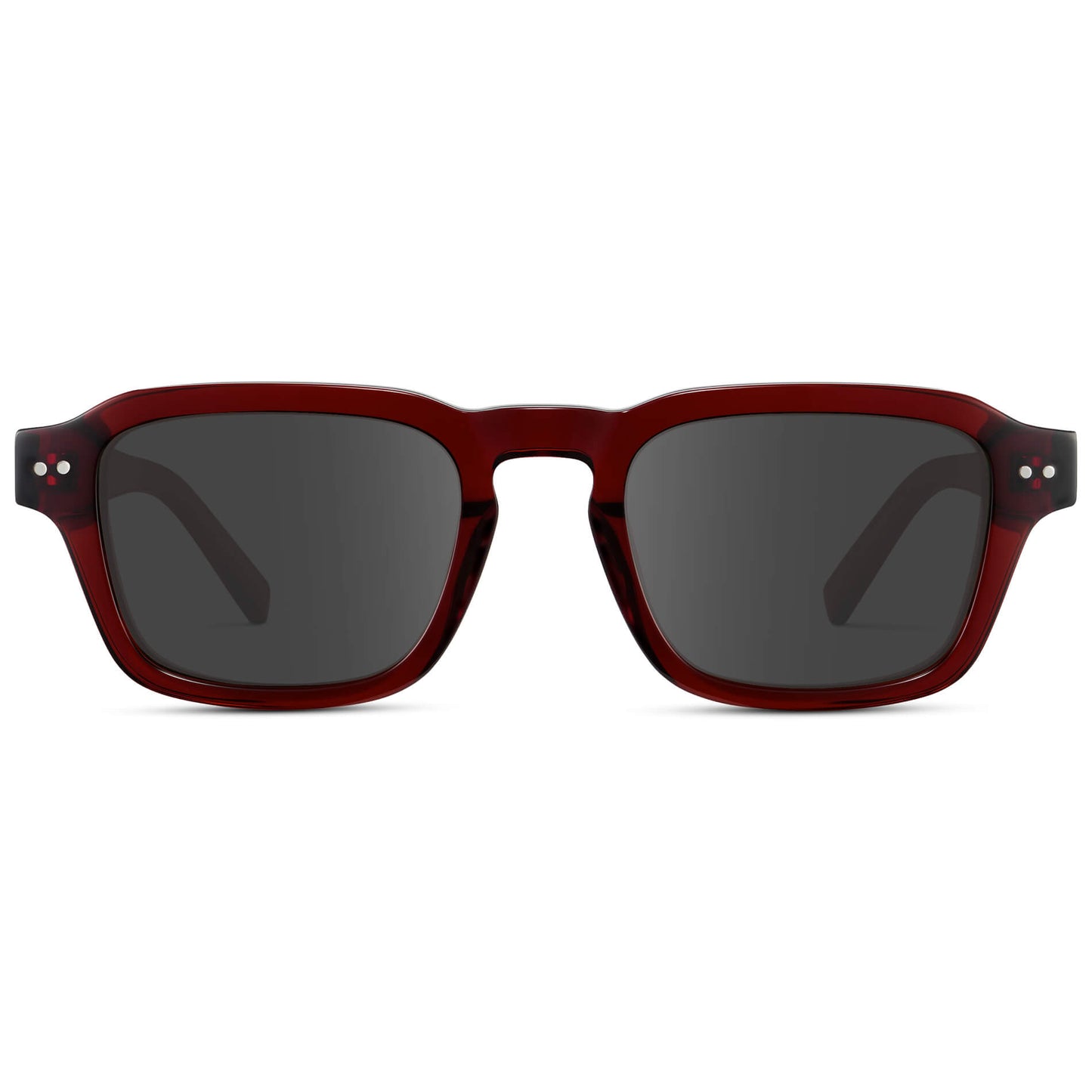 Red Garnet / Grey Lens || Men's Rectangular Prescription Sunglasses with Red Acetate Frame and Grey Prescription Lens