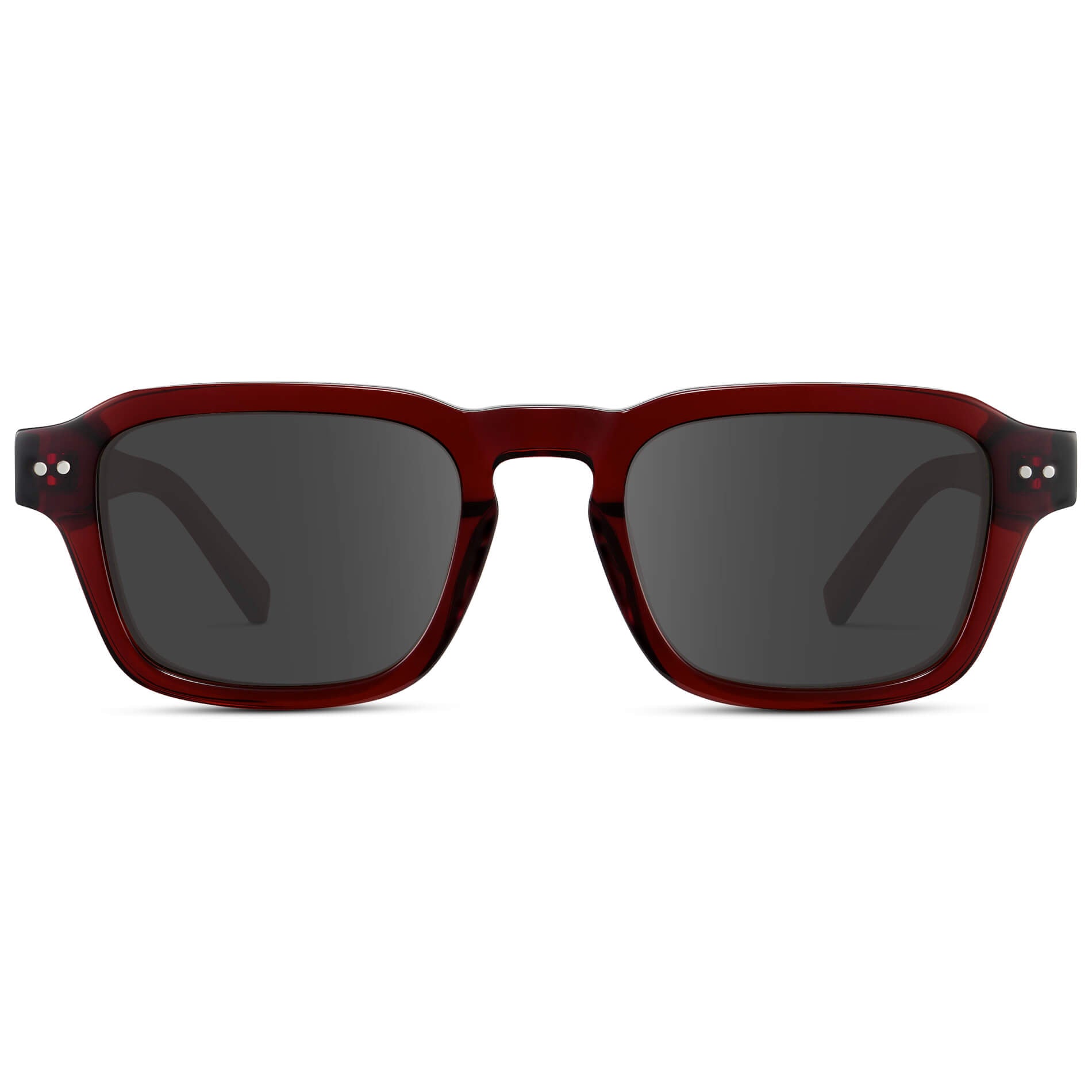 Red Garnet / Grey Lens || Men's Rectangular Prescription Sunglasses with Red Acetate Frame and Grey Prescription Lens
