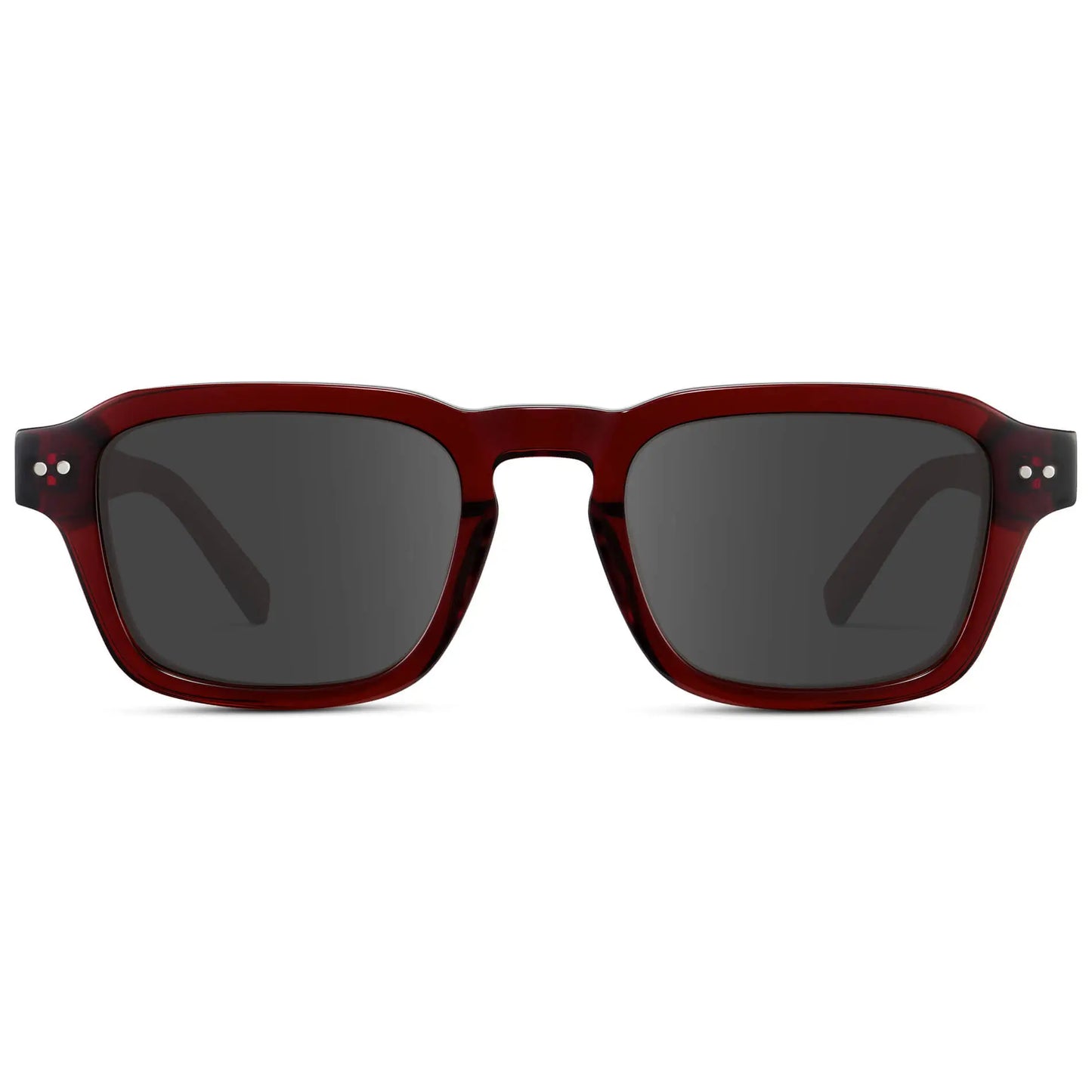 Red Garnet / Grey || Men's Rectangular Prescription Sunglasses with Red Acetate Frame and Grey Prescription Lens