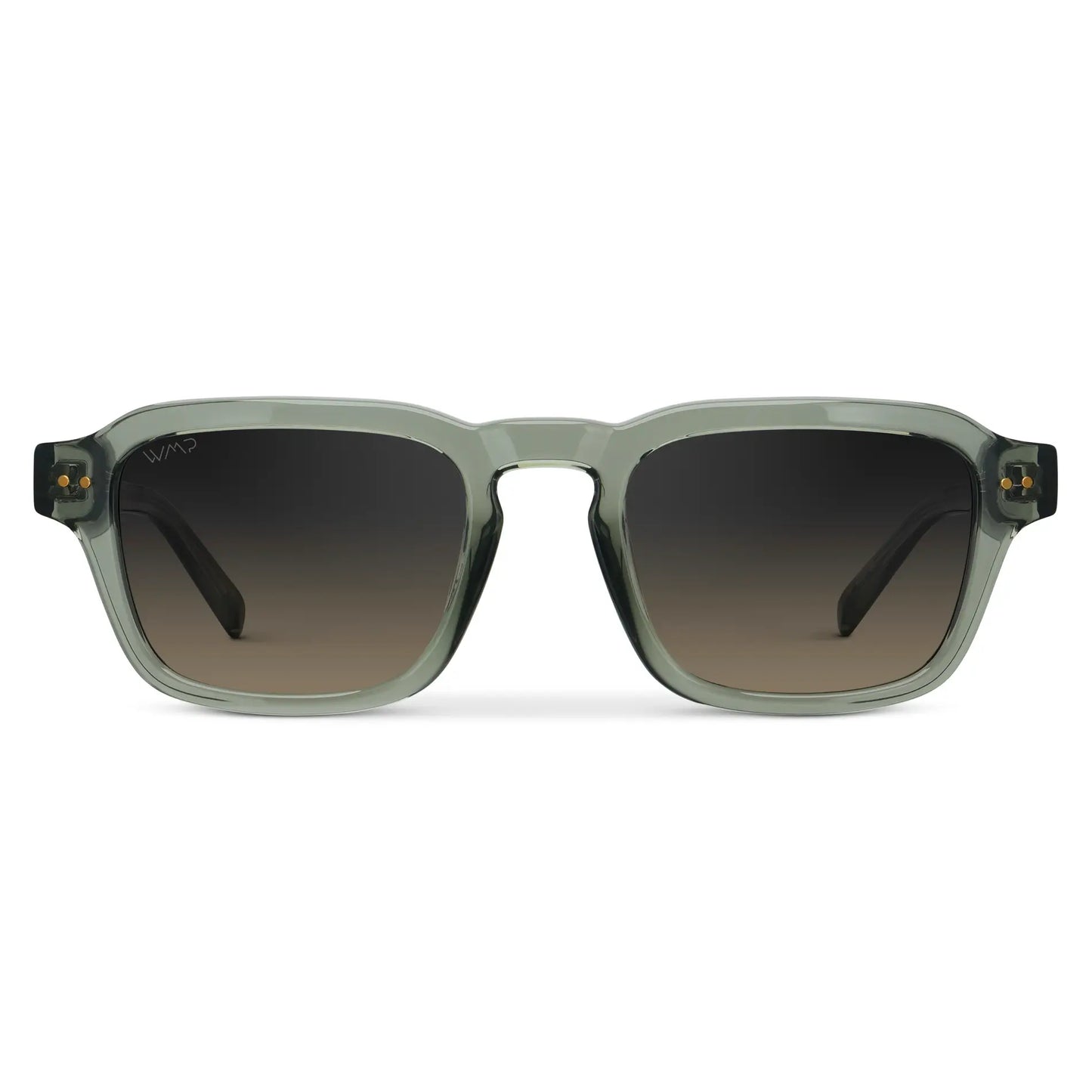 Sage Green / Grey Brown Gradient Lens || Men's Rectangular Polarized Sunglasses with Sage Green Acetate Frame and Grey Brown Gradient Lens