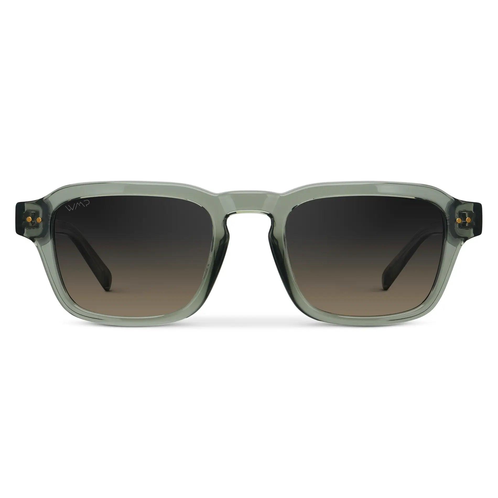 Sage Green / Grey Brown Gradient Lens || Men's Rectangular Polarized Sunglasses with Sage Green Acetate Frame and Grey Brown Gradient Lens