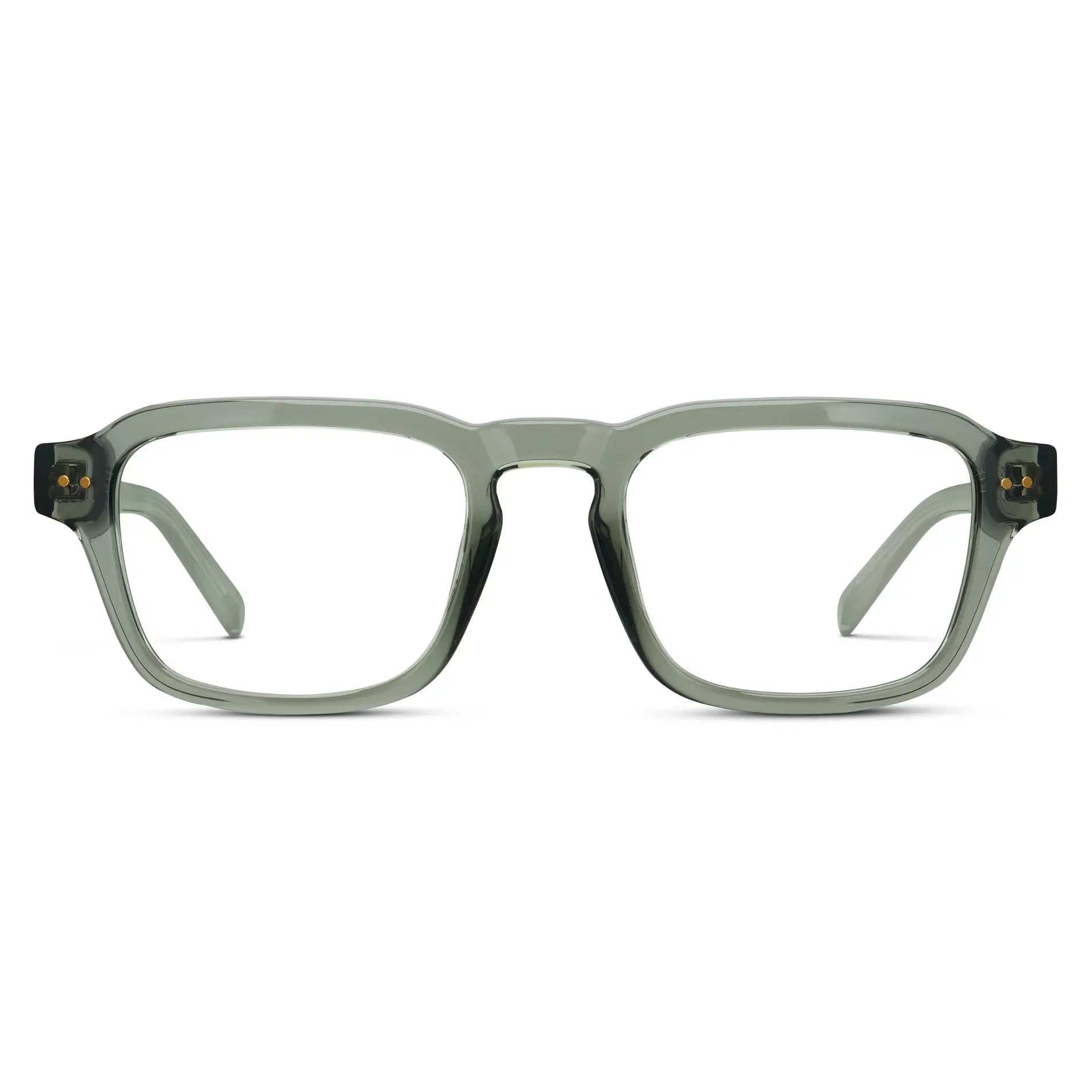 Sage Green || Men's Rectangular Prescription Eyeglasses with Sage Green Acetate Frame and Clear Prescription Lenses