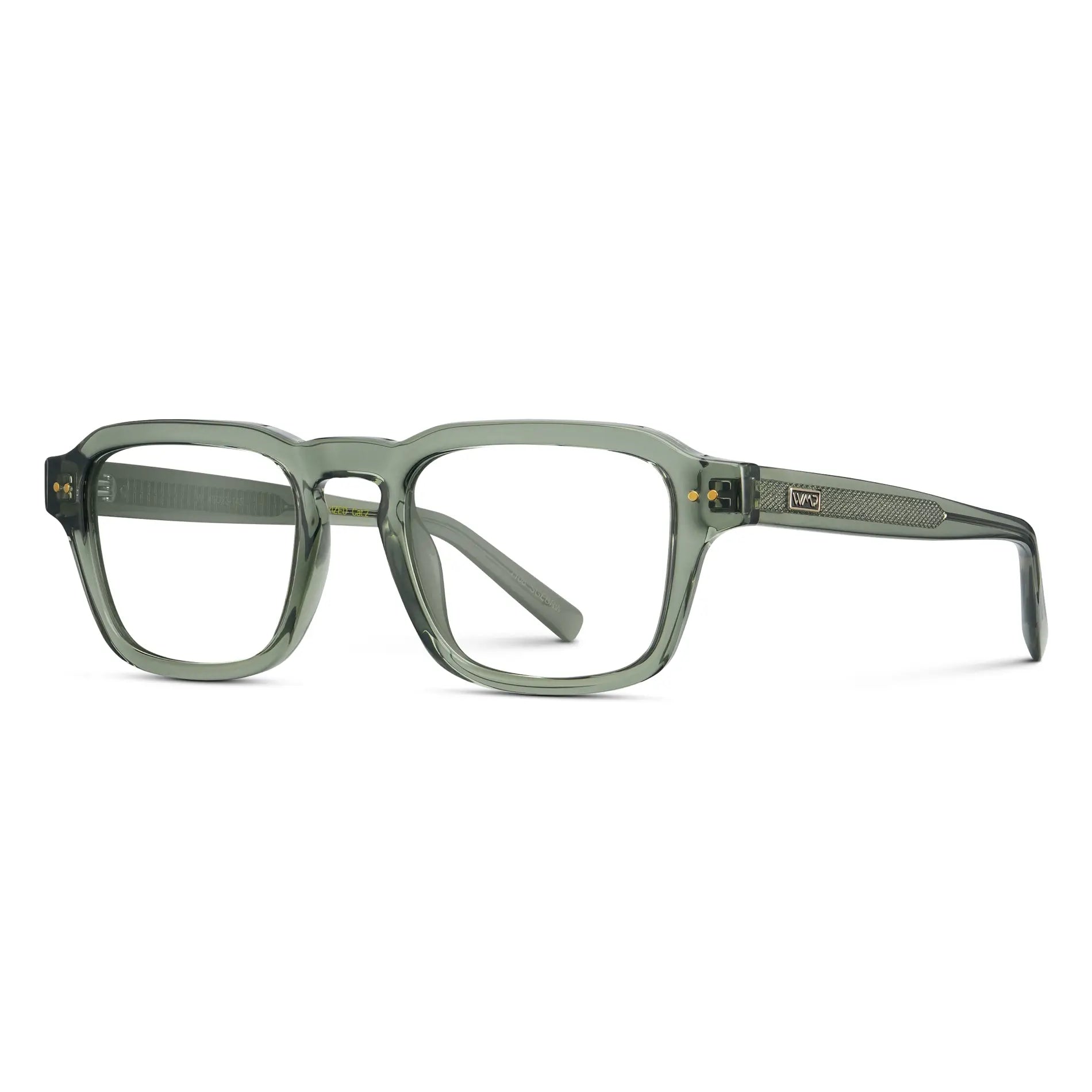 Sage Green || Men's Rectangular Prescription Eyeglasses with Sage Green Acetate Frame and Clear Prescription Lenses