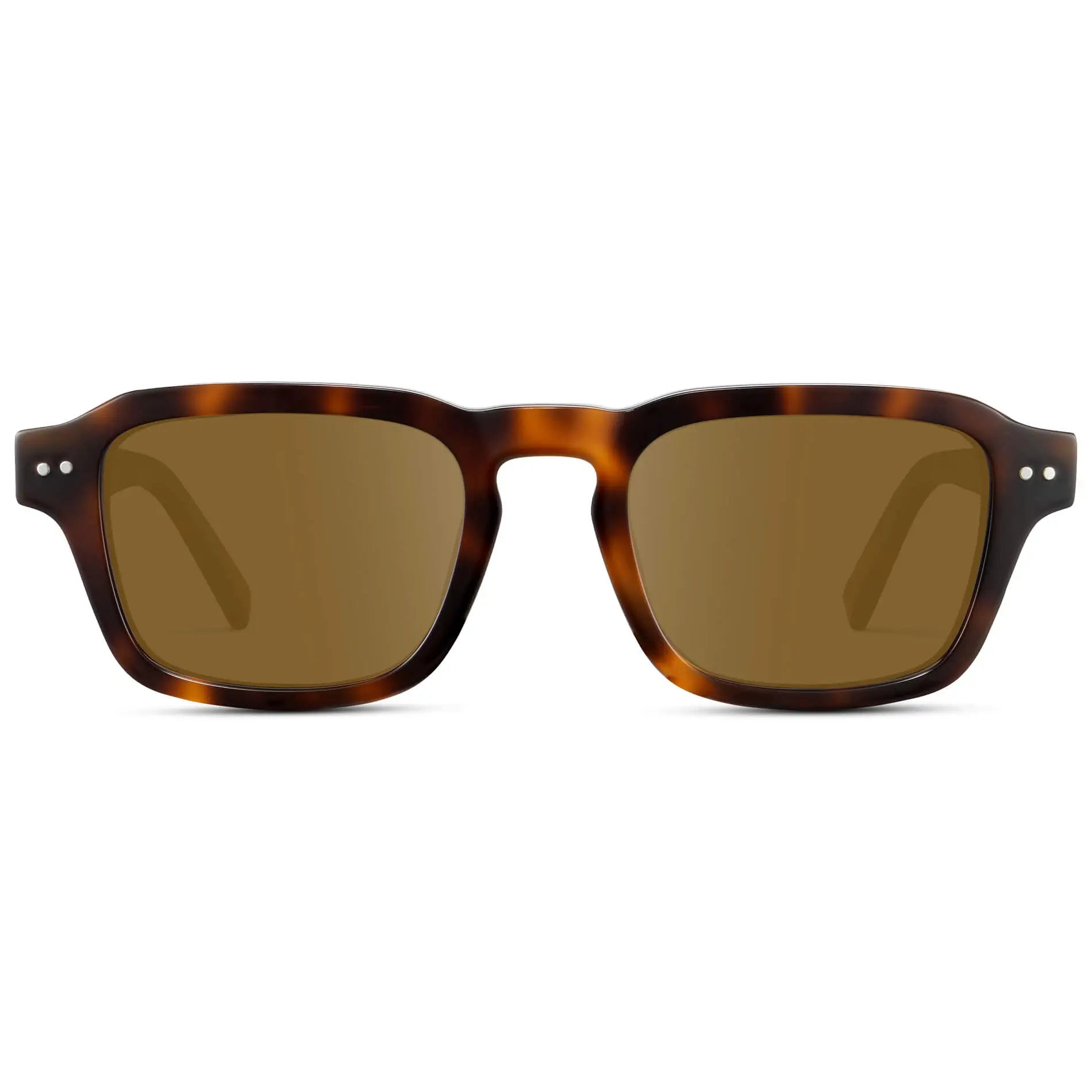 Havana Tortoise / Amber || Men's Rectangular Prescription Sunglasses with Brown Tortoise Acetate Frame and Brown Prescription Lens