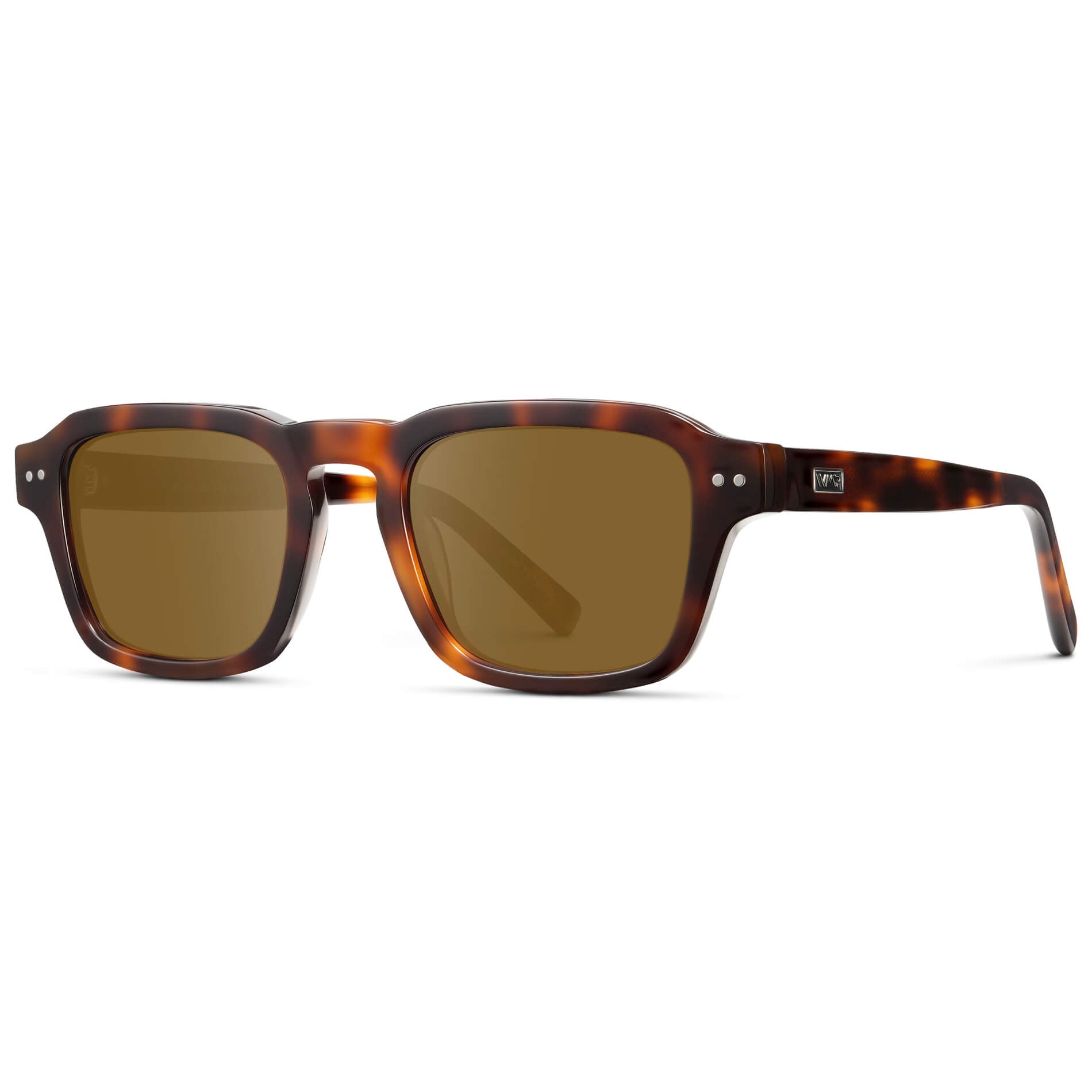 Havana Tortoise / Amber Lens || Men's Rectangular Prescription Sunglasses with Brown Tortoise Acetate Frame and Brown Prescription Lens