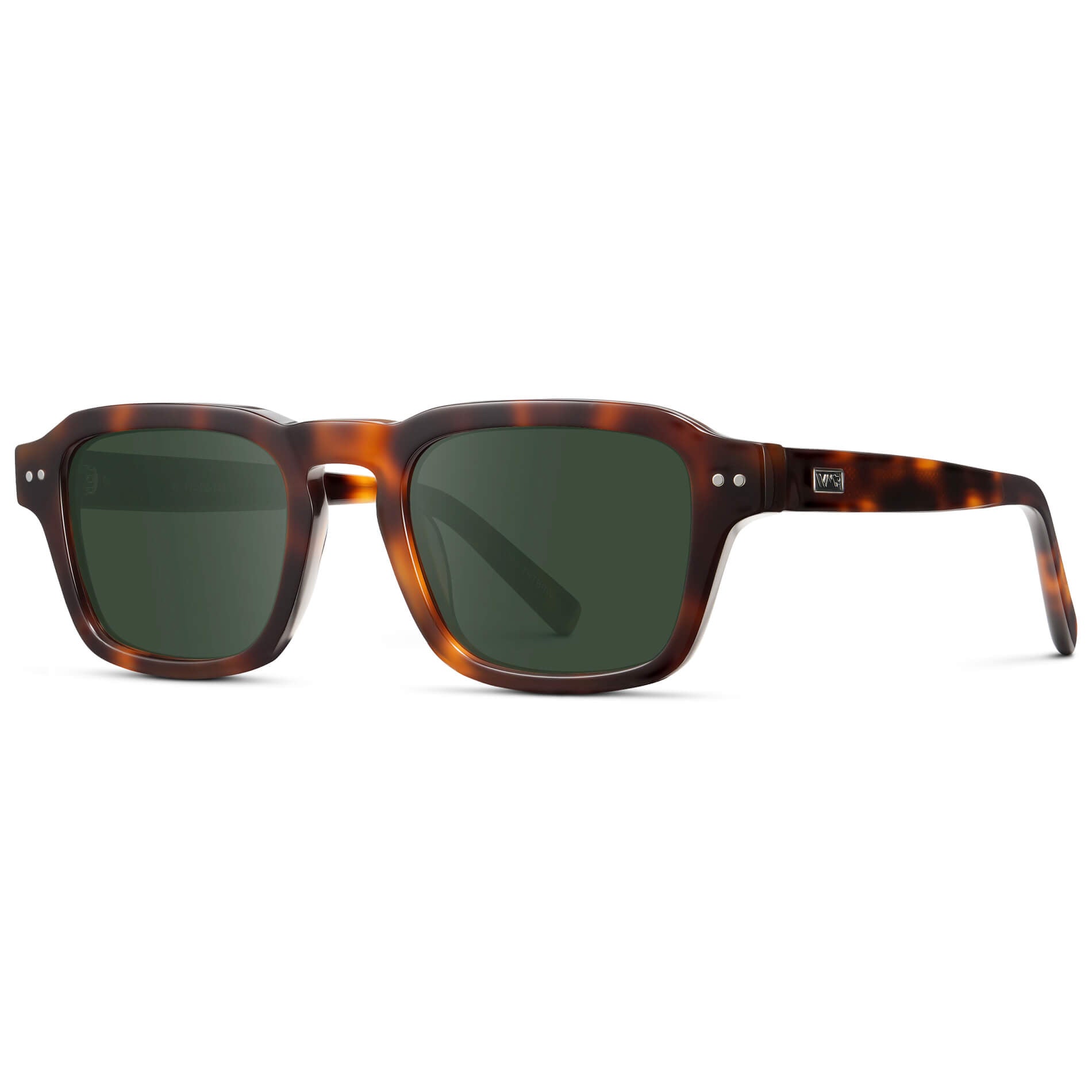 Havana Tortoise / G15 Lens || Men's Rectangular Prescription Sunglasses with Brown Tortoise Acetate Frame and Green Prescription Lens