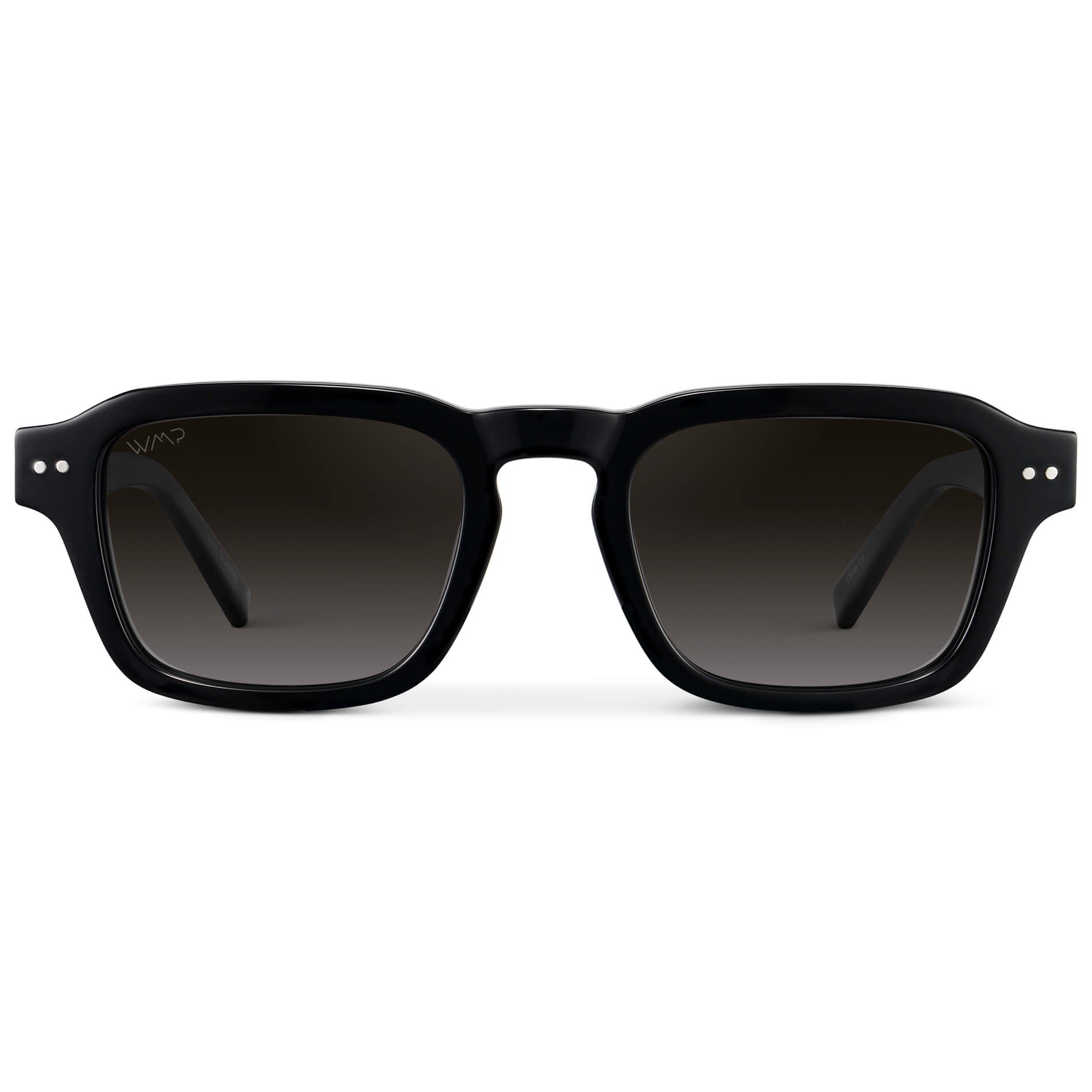 Black / Oak Brown Gradient || Men's Rectangular Polarized Sunglasses with Black Acetate Frame and Oak Brown Gradient Lens