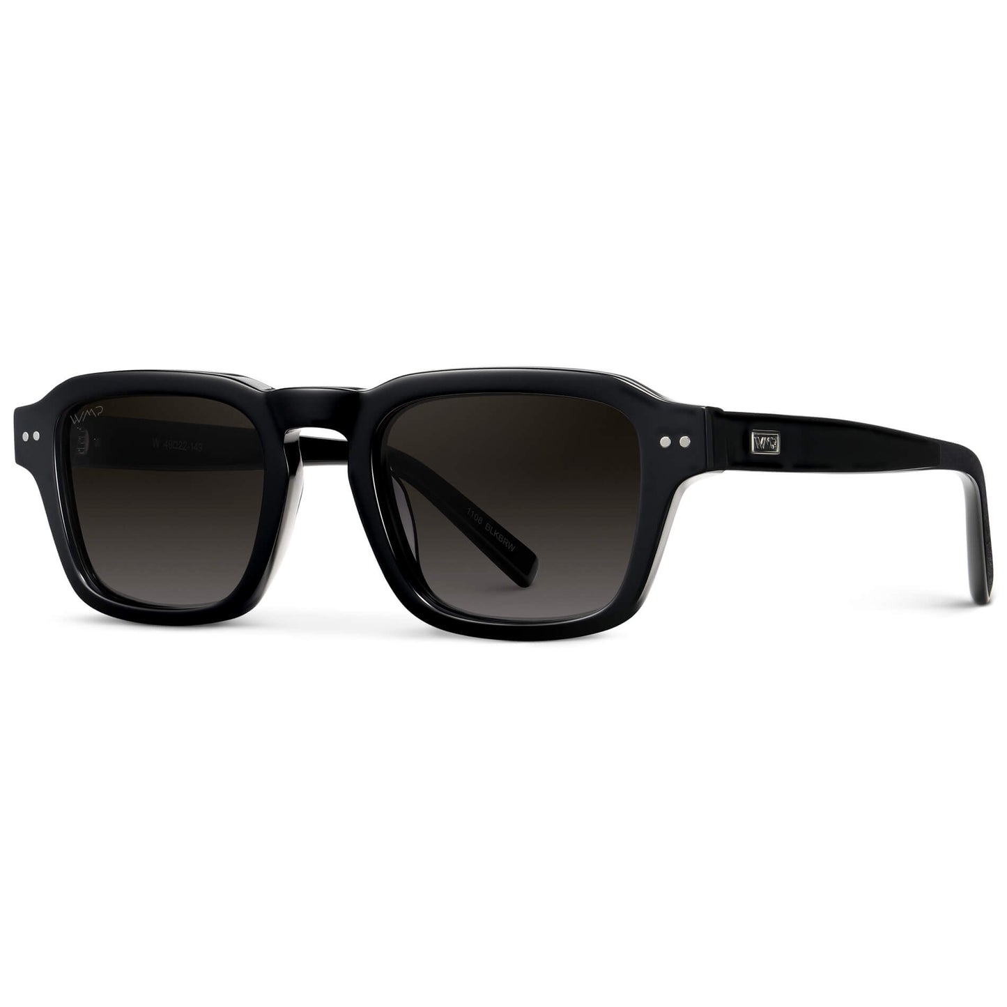 Black / Oak Brown Gradient || Men's Rectangular Polarized Sunglasses with Black Acetate Frame and Oak Brown Gradient Lens