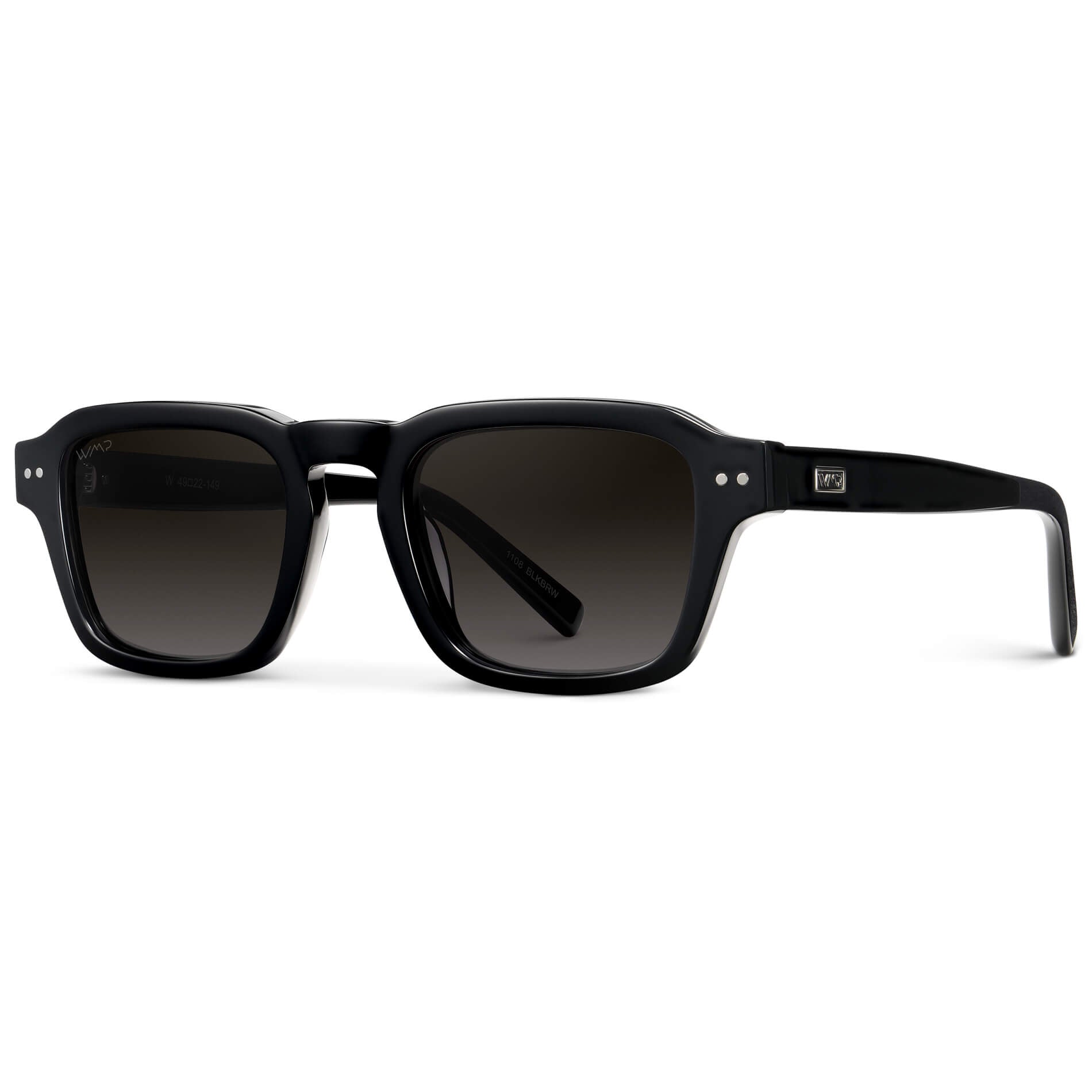 Black / Oak Brown Gradient || Men's Rectangular Polarized Sunglasses with Black Acetate Frame and Oak Brown Gradient Lens