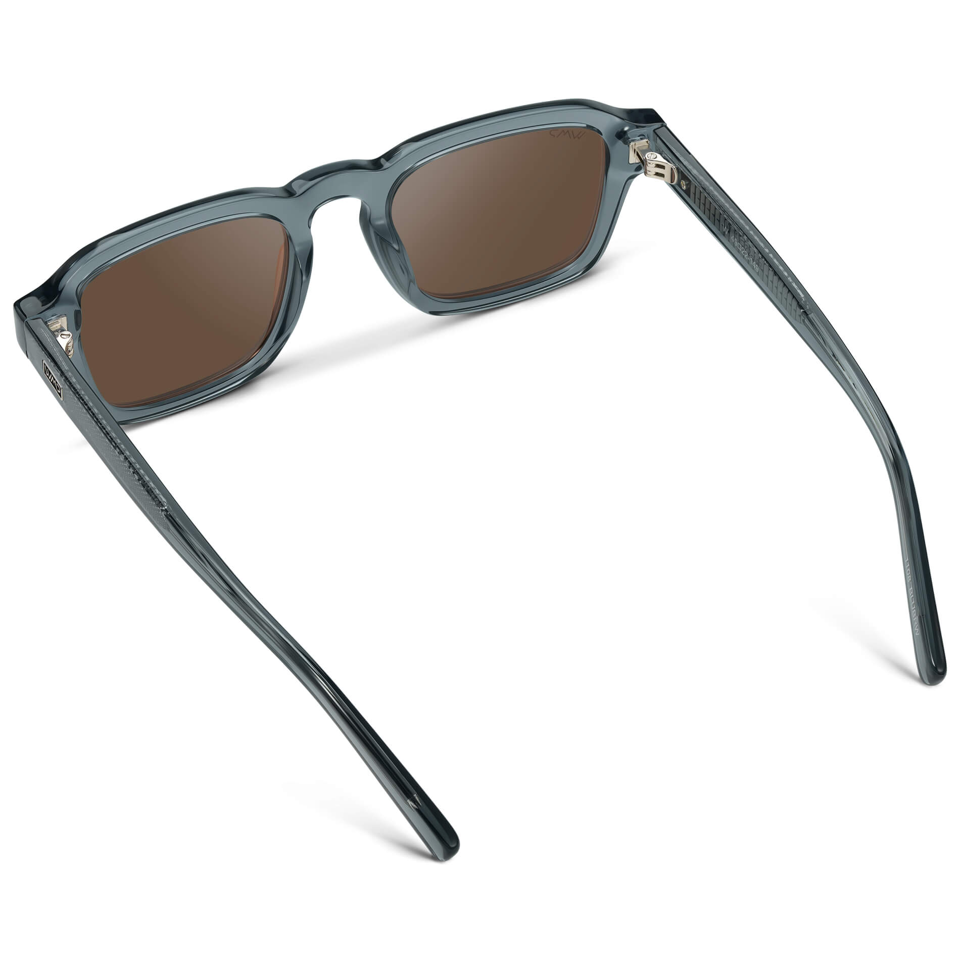 Crystal Stone Blue / Brown Lens || Men's Rectangular Polarized Sunglasses with Blue Acetate Frame and Brown Lens