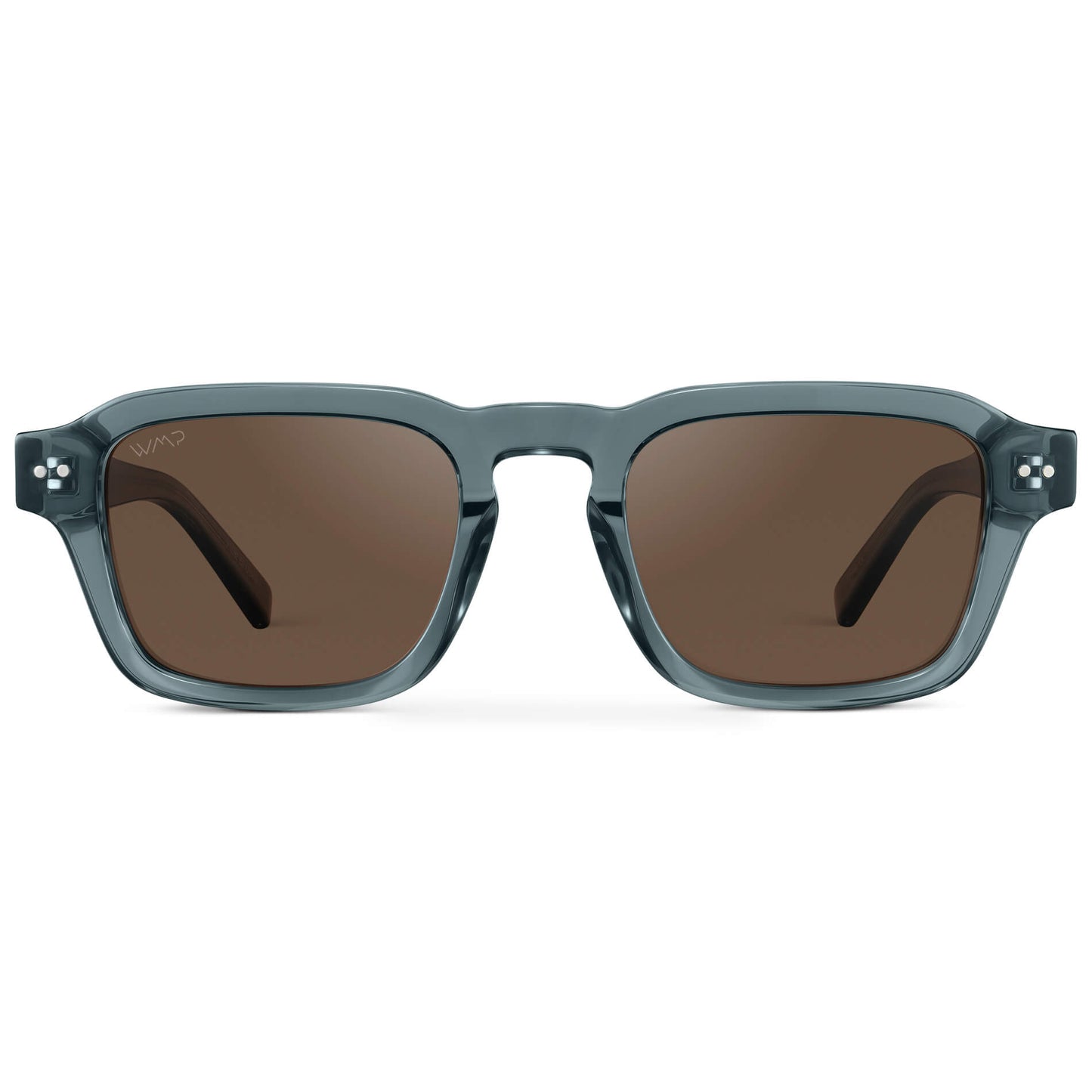 Crystal Stone Blue / Brown Lens || Men's Rectangular Polarized Sunglasses with Blue Acetate Frame and Brown Lens