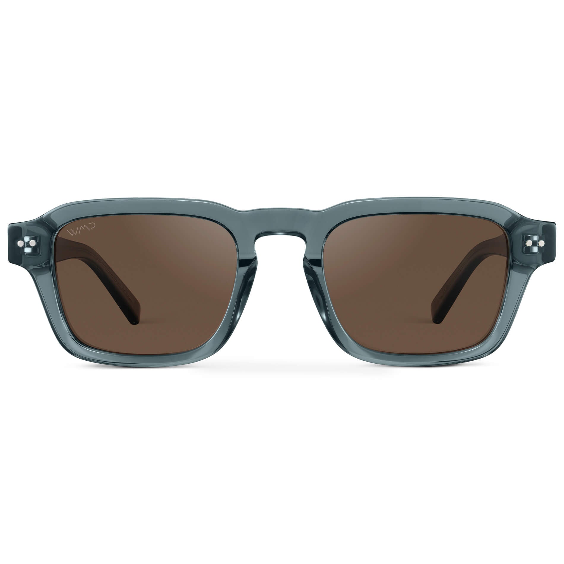 Crystal Stone Blue / Brown Lens || Men's Rectangular Polarized Sunglasses with Blue Acetate Frame and Brown Lens