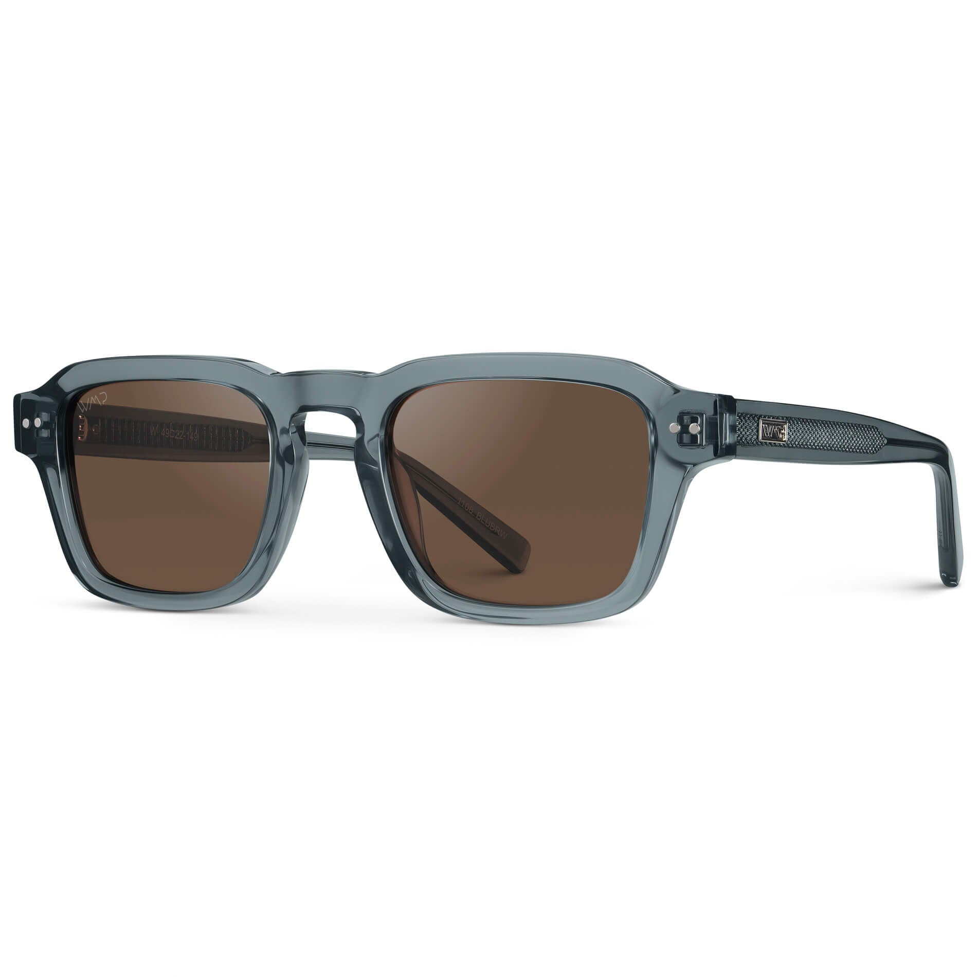 Crystal Stone Blue / Brown Lens || Men's Rectangular Polarized Sunglasses with Blue Acetate Frame and Brown Lens