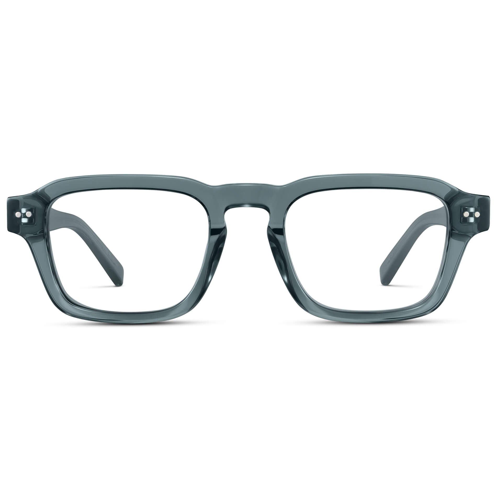 Crystal Stone Blue || Men's Rectangular Prescription Eyeglasses with Blue Acetate Frame and Clear Prescription Lenses