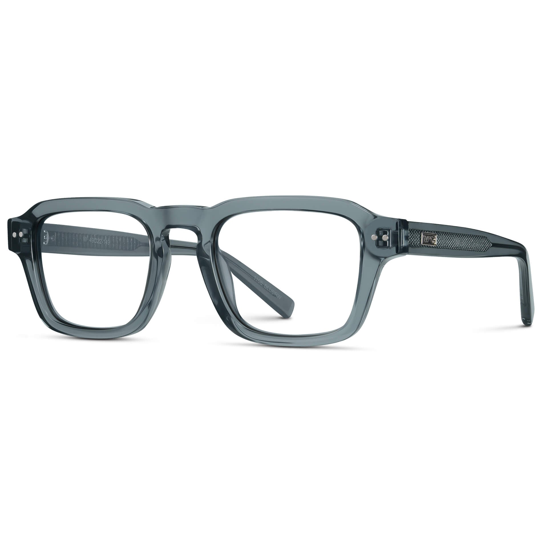 Crystal Stone Blue || Men's Rectangular Prescription Eyeglasses with Blue Acetate Frame and Clear Prescription Lenses