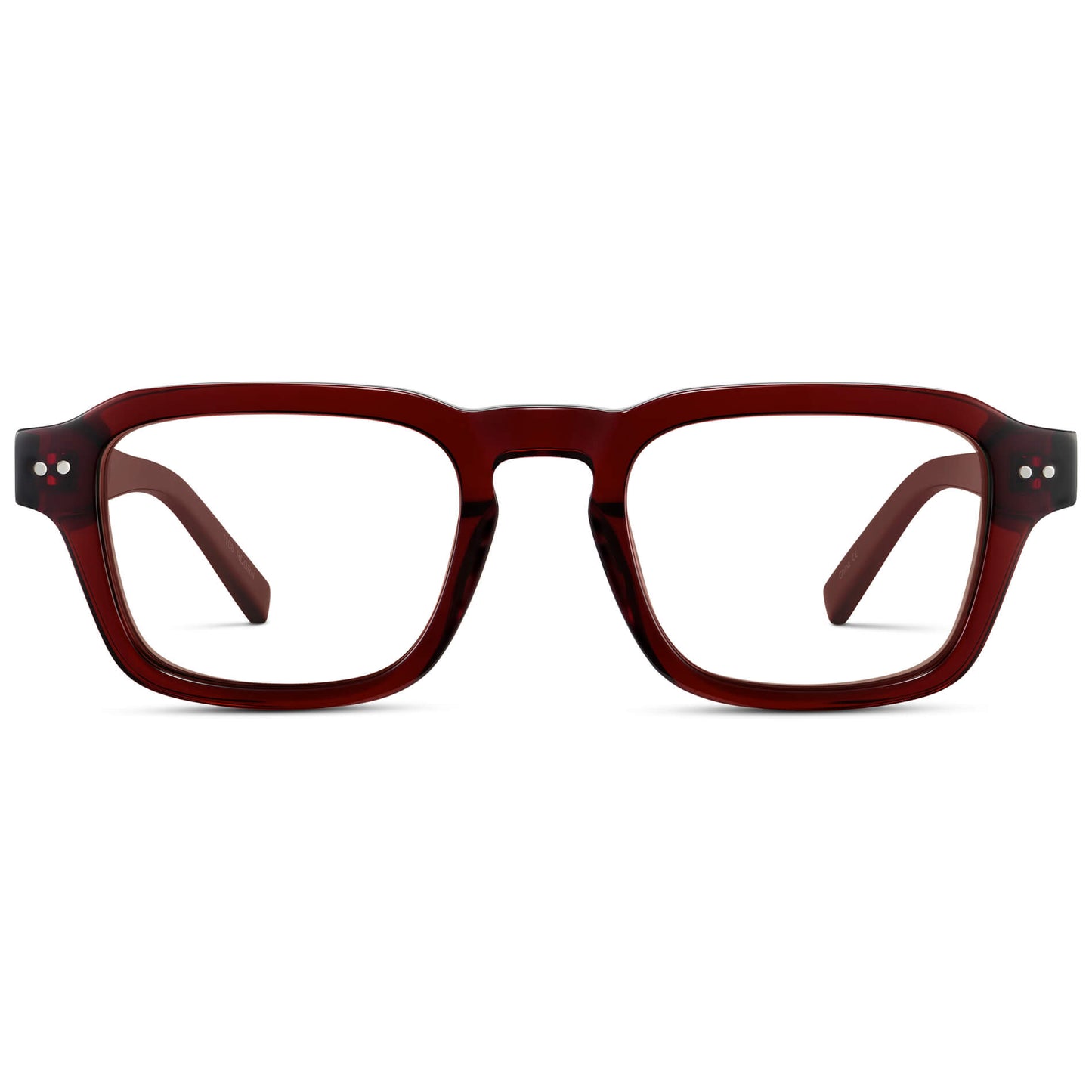 Red Garnet || Men's Rectangular Prescription Eyeglasses with Red Acetate Frame and Clear Prescription Lenses