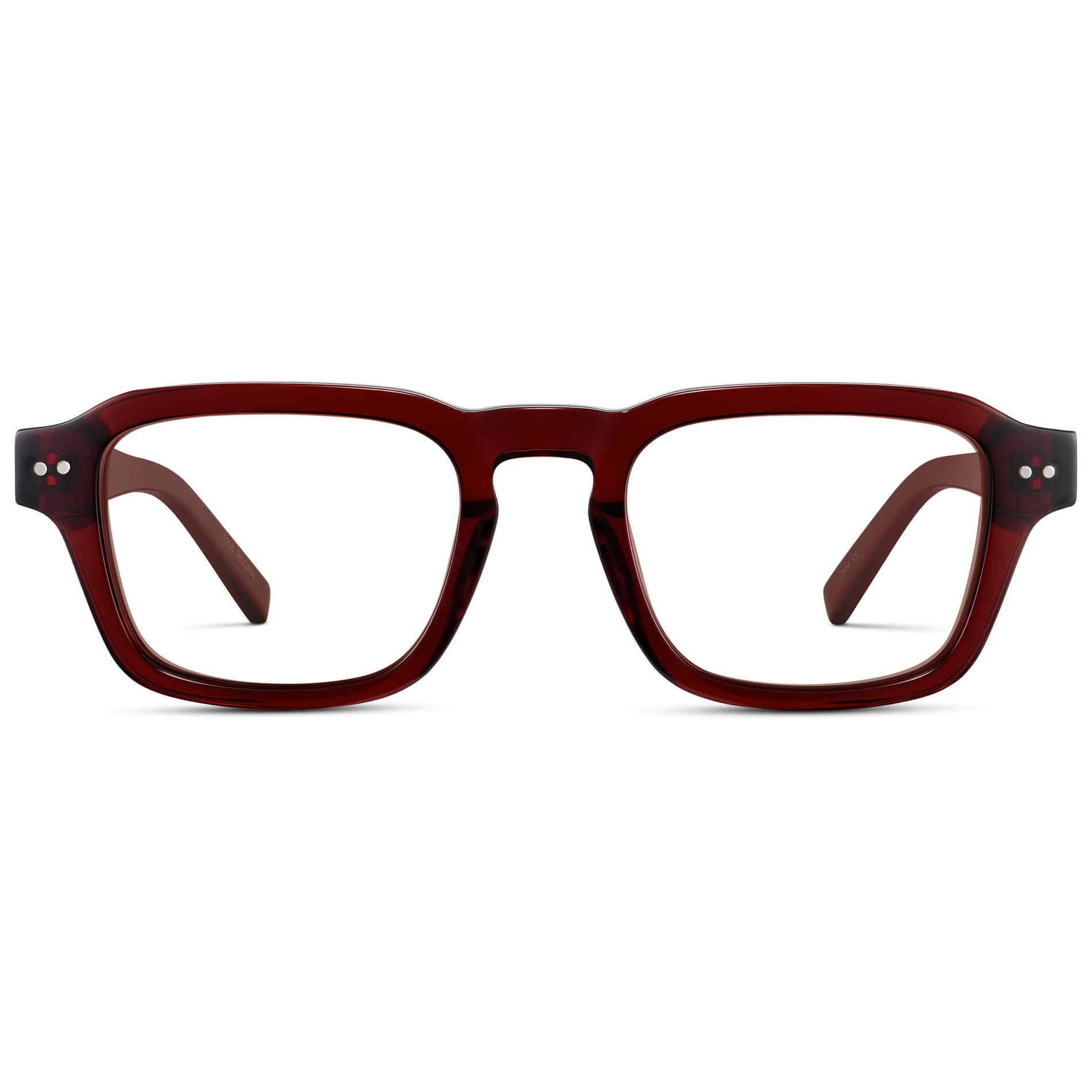 Red Garnet || Men's Rectangular Prescription Eyeglasses with Red Acetate Frame and Clear Prescription Lenses