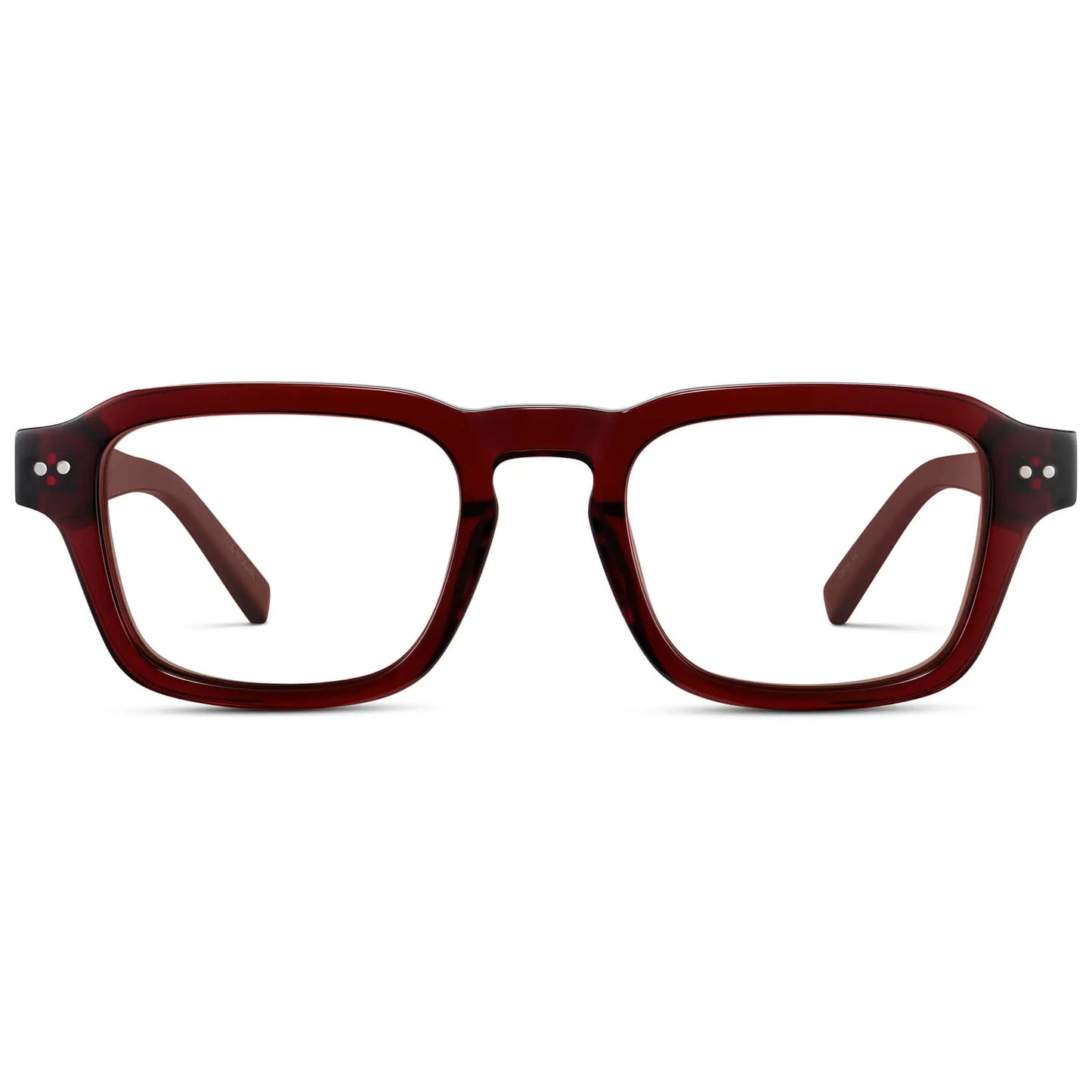 Red Garnet || Men's Rectangular Prescription Eyeglasses with Red Garnet Acetate Frame and Clear Prescription Lenses on a white background