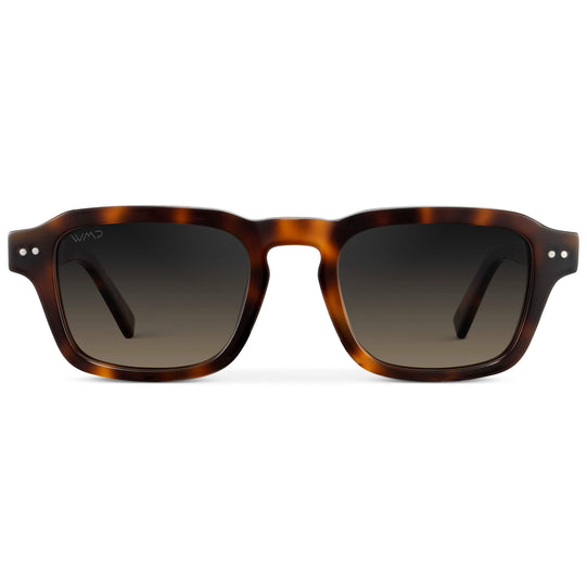 Havana Tortoise / Grey Brown Gradient Lens || Men's Rectangular Polarized Sunglasses with Tortoise Acetate Frame and Grey Brown Gradient Lens