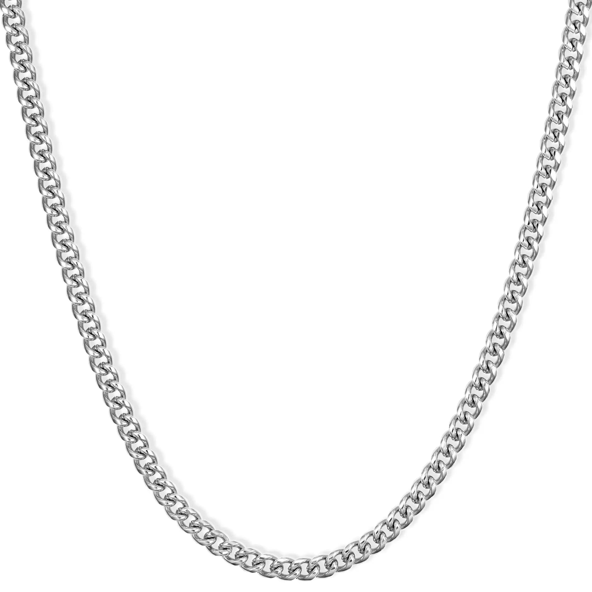 Silver / 22" || Silver Simple Chain Necklace on a white background