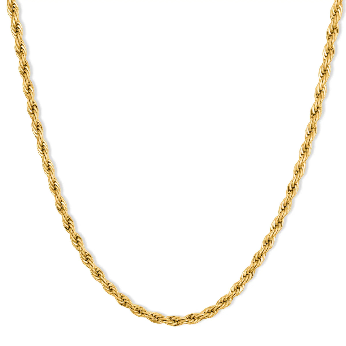 Gold / 22" || Twisted Gold Chain Necklace on a white background