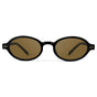 Black / Amber || Women's Slim Oval Prescription Sunglasses with Black Frame and Brown Lens on a white background