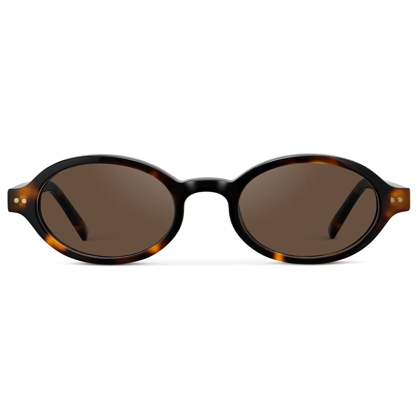 Brown Tortoise / Brown Lens || Women's Slim Oval Sunglasses with Brown Tortoise Frame and Brown Lens on a white background