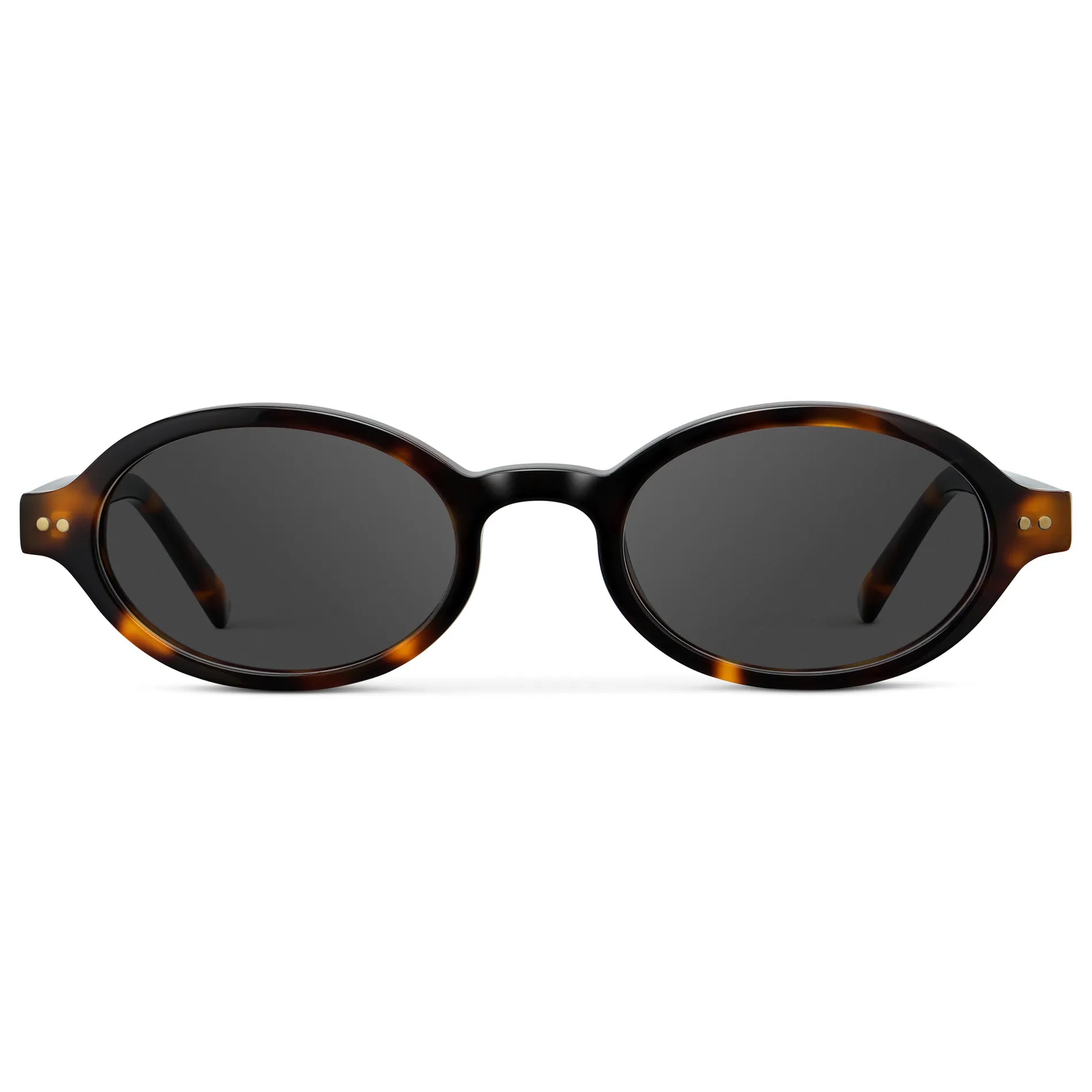 Brown Tortoise / Grey || Women's Slim Oval Prescription Sunglasses with Brown Tortoise Frame and Grey Lens on a white background