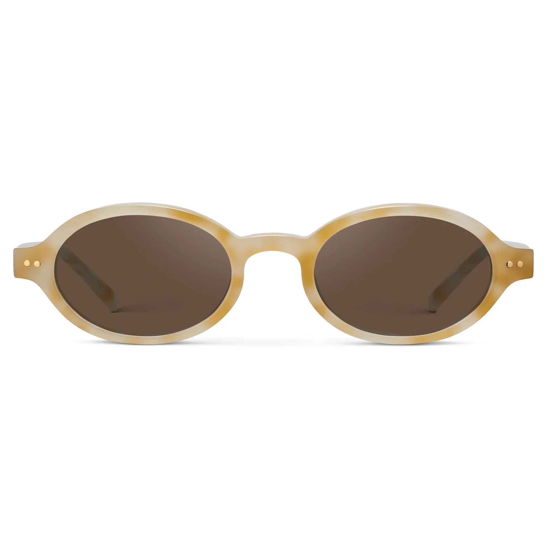 Butter Tortoise / Brown Lens || Women's Slim Oval Sunglasses with Butter Tortoise Frame and Brown Lens on a white background