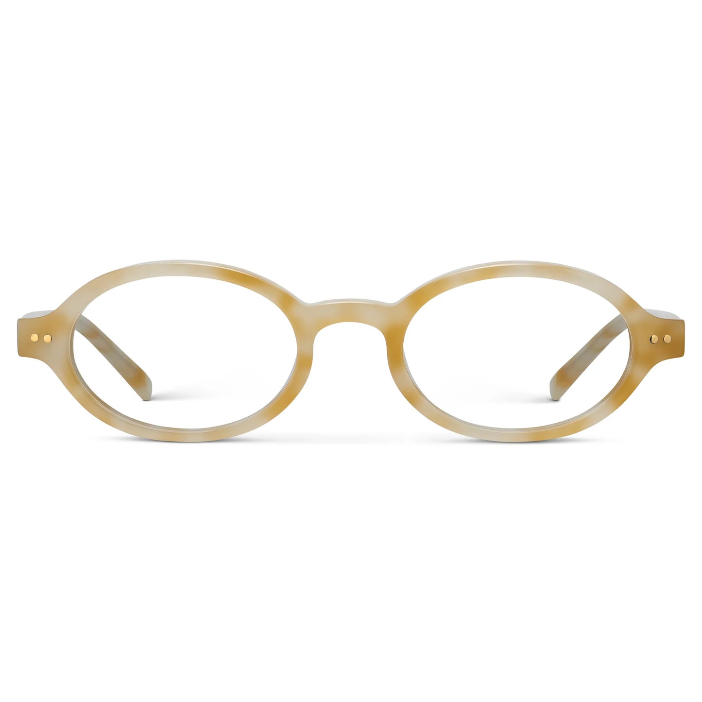 Butter Tortoise || Women's Slim Oval Prescription Glasses with Butter Tortoise Frame and Clear Lens on a white background