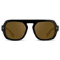 Black / Amber || Women's Oversized Aviator Prescription Sunglasses with Black Frame and Amber Lenses on a white background