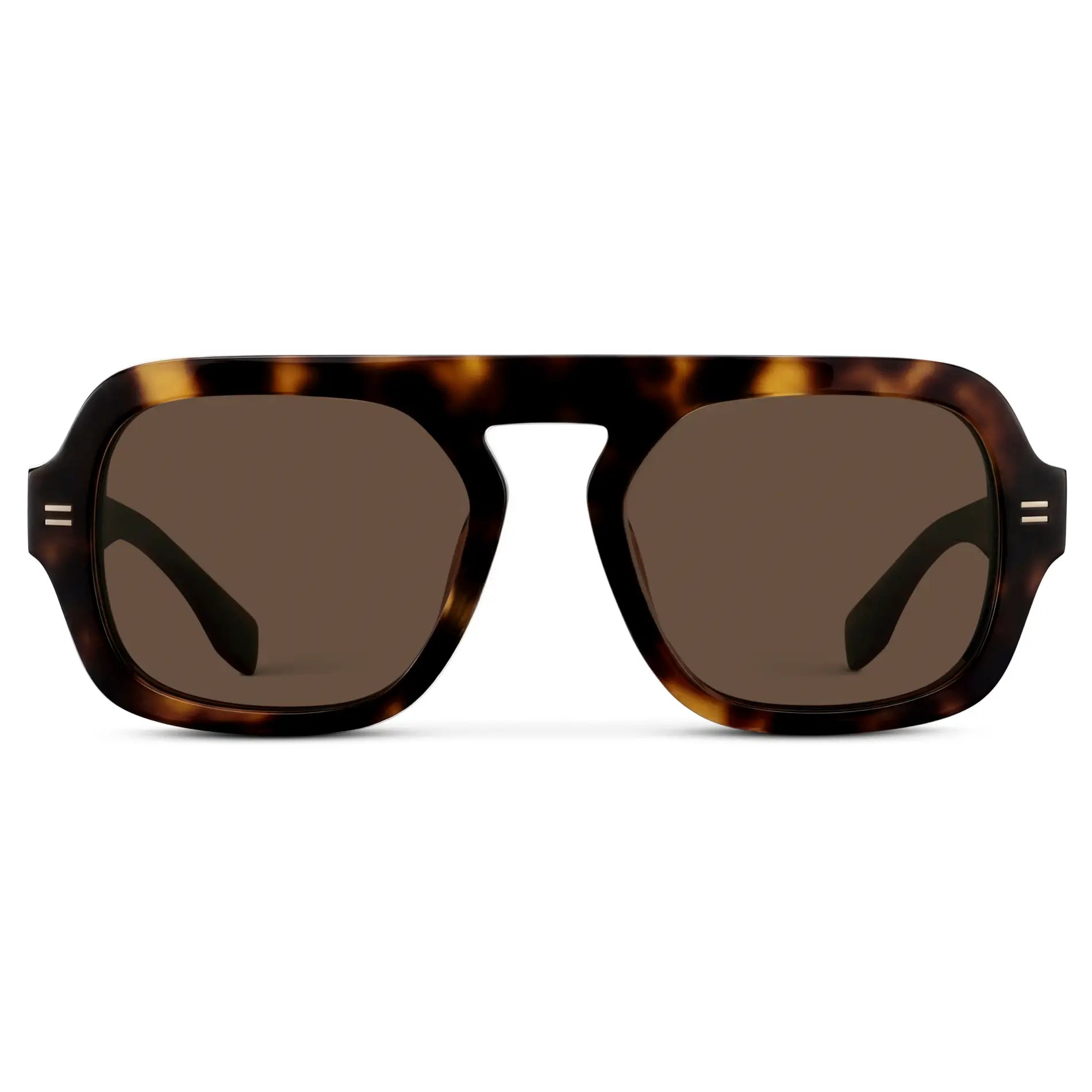 Brown Tortoise / Brown Lens || Women's Aviator Polarized Sunglasses with Brown Tortoise Frame and Brown Lenses on a white background