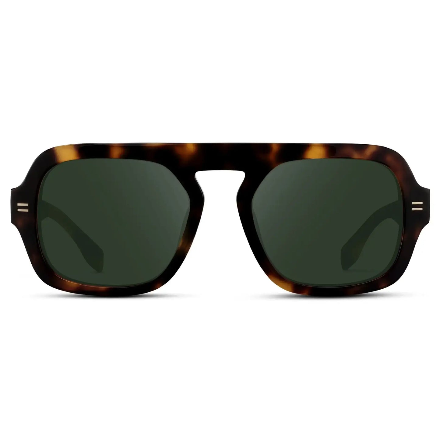Brown Tortoise / G15 || Women's Oversized Aviator Prescription Sunglasses with Brown Tortoise Frame and Green Lenses on a white background