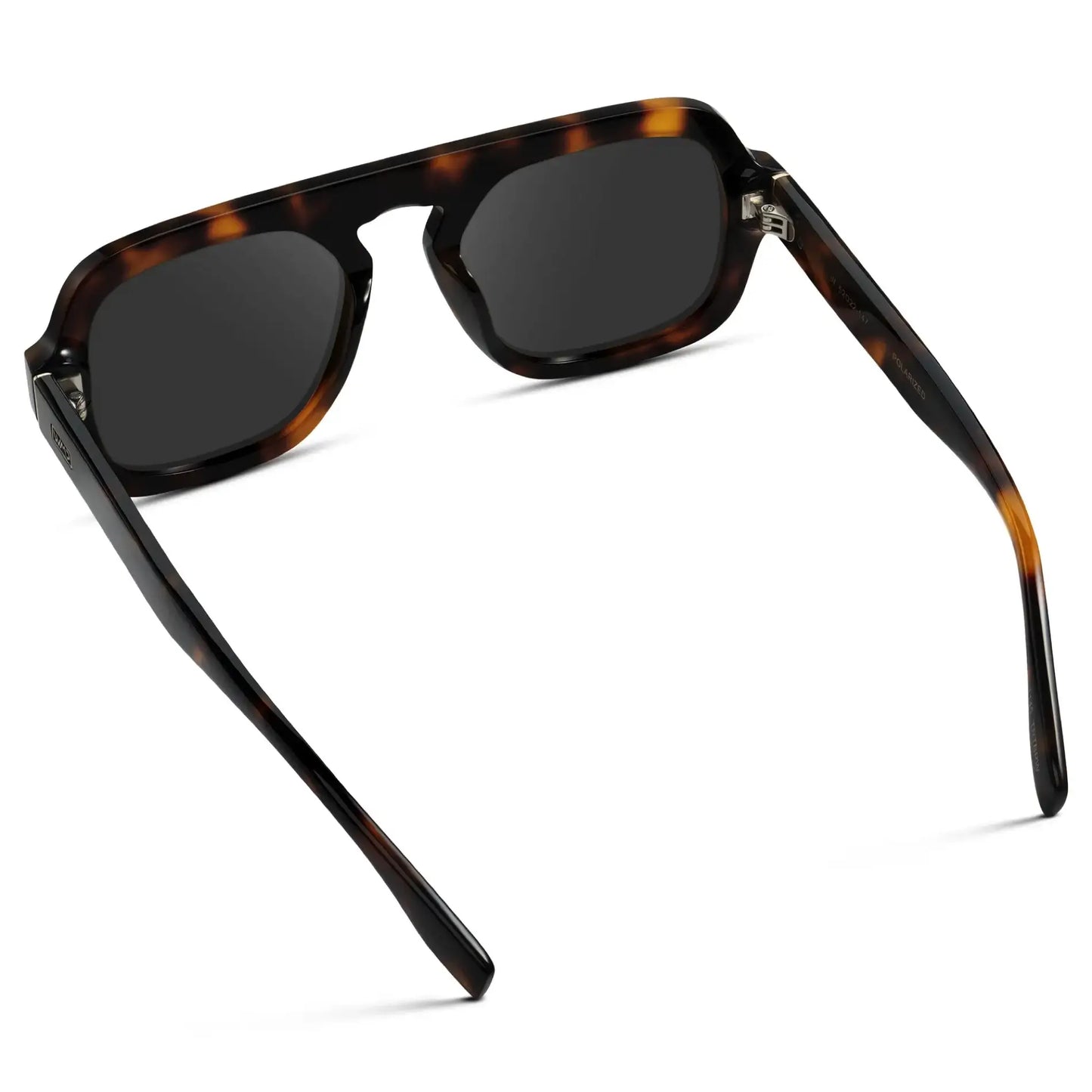 Brown Tortoise / Grey || Back view of Women's Oversized Aviator Prescription Sunglasses with Brown Tortoise Frame and Grey Lenses on a white background
