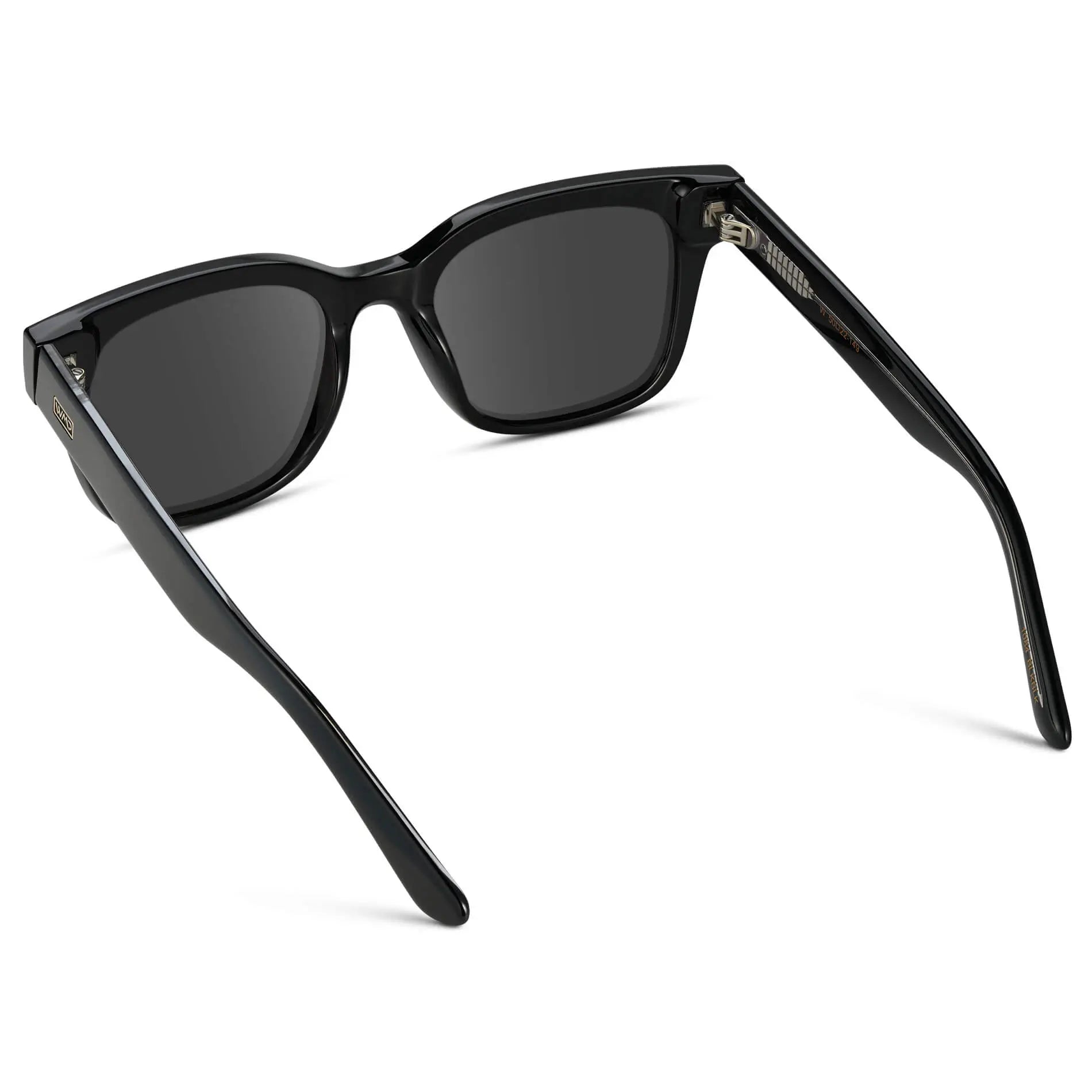 Black / Grey || Back view of Men's Square Frame Prescription Sunglasses with Black Frame and Grey Lenses