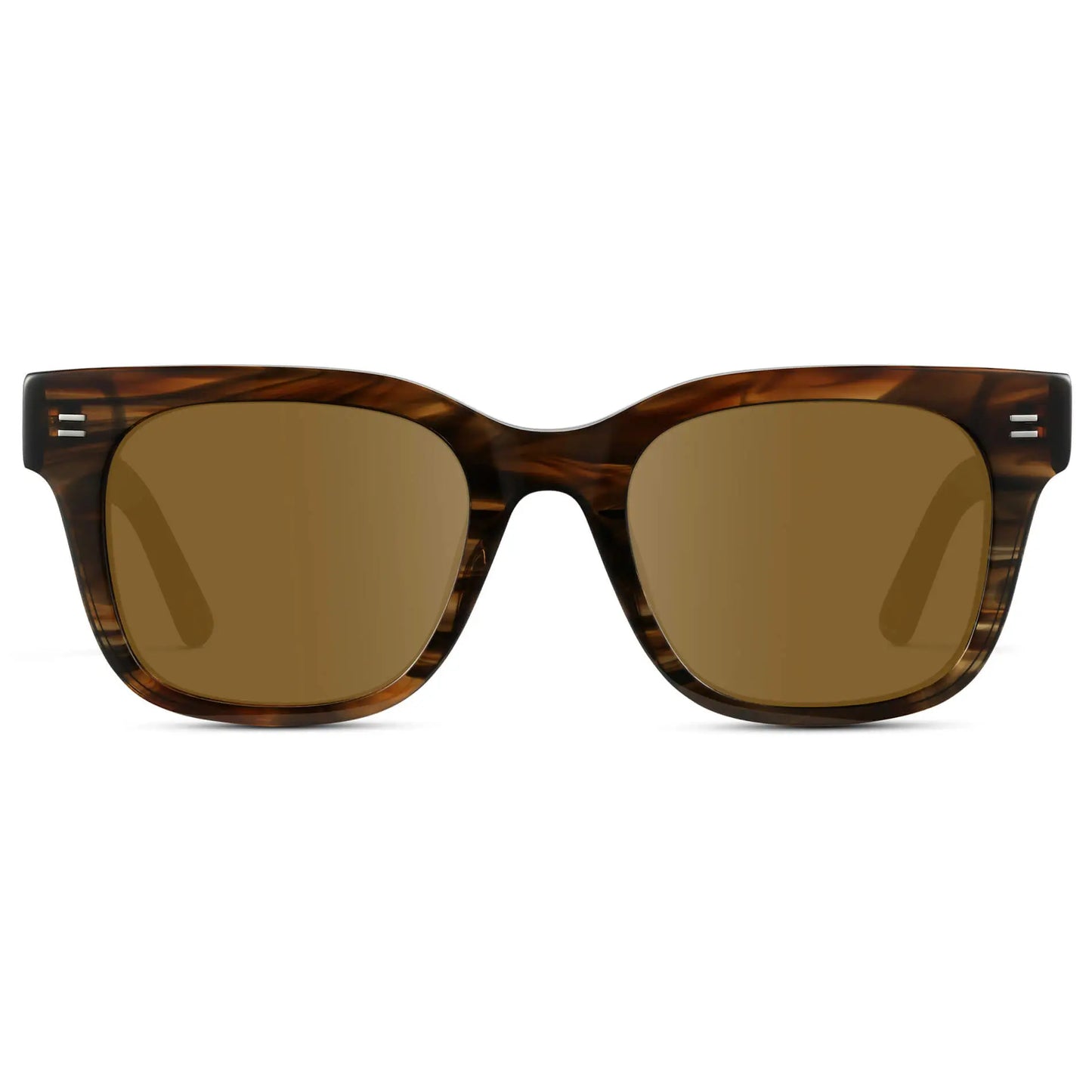 Red Oak / Amber || Front view of Men's Square Frame Prescription Sunglasses with Red Oak Frame and Brown Lenses