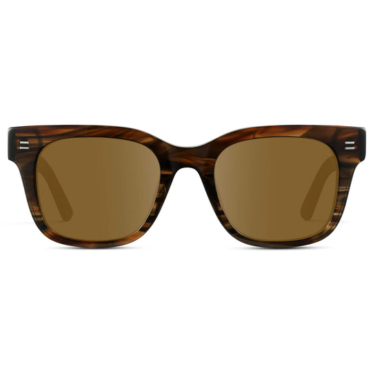 Red Oak / Amber || Square Frame Prescription Sunglasses