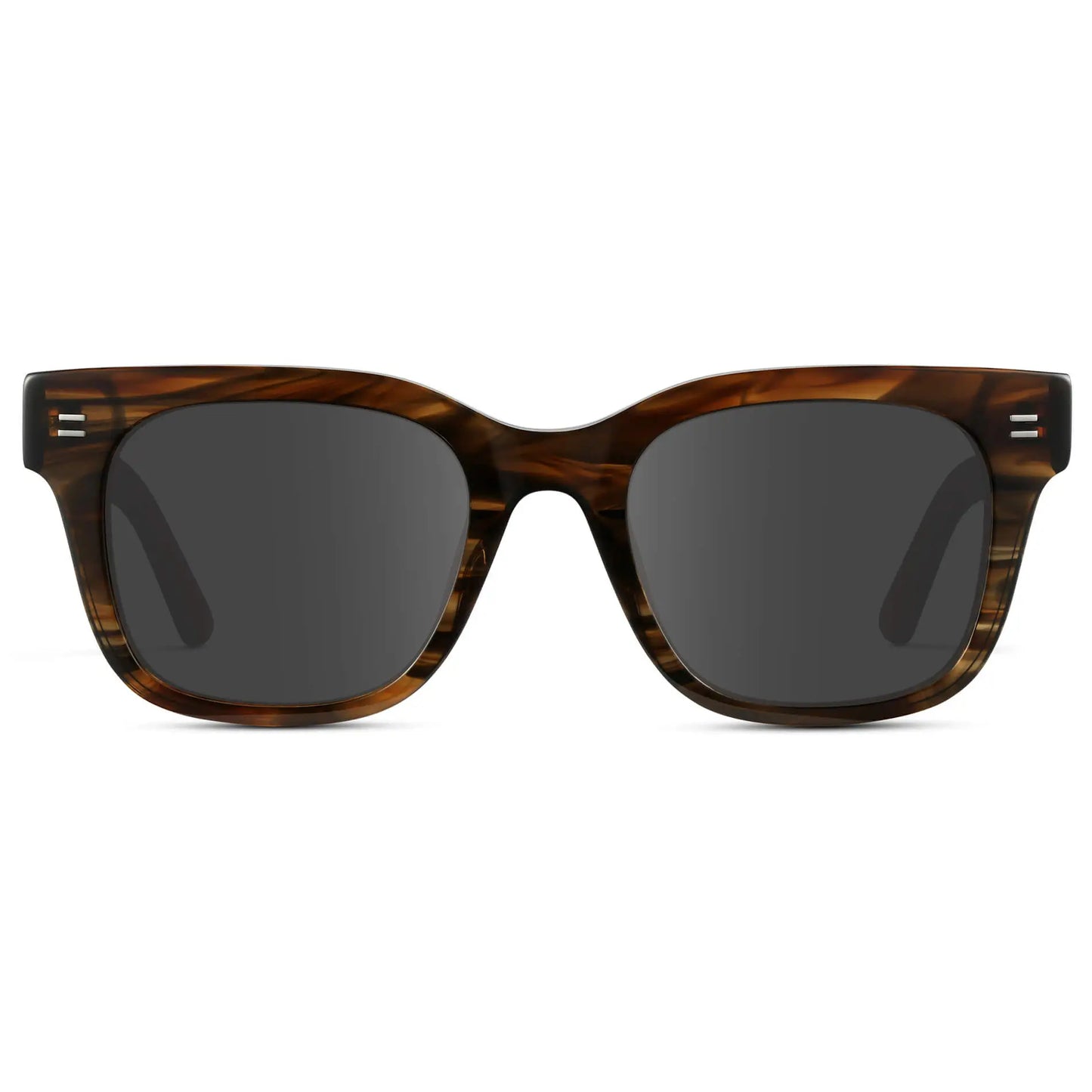 Red Oak / Grey || Front view of Men's Square Frame Prescription Sunglasses with Red Oak Frame and Grey Lenses