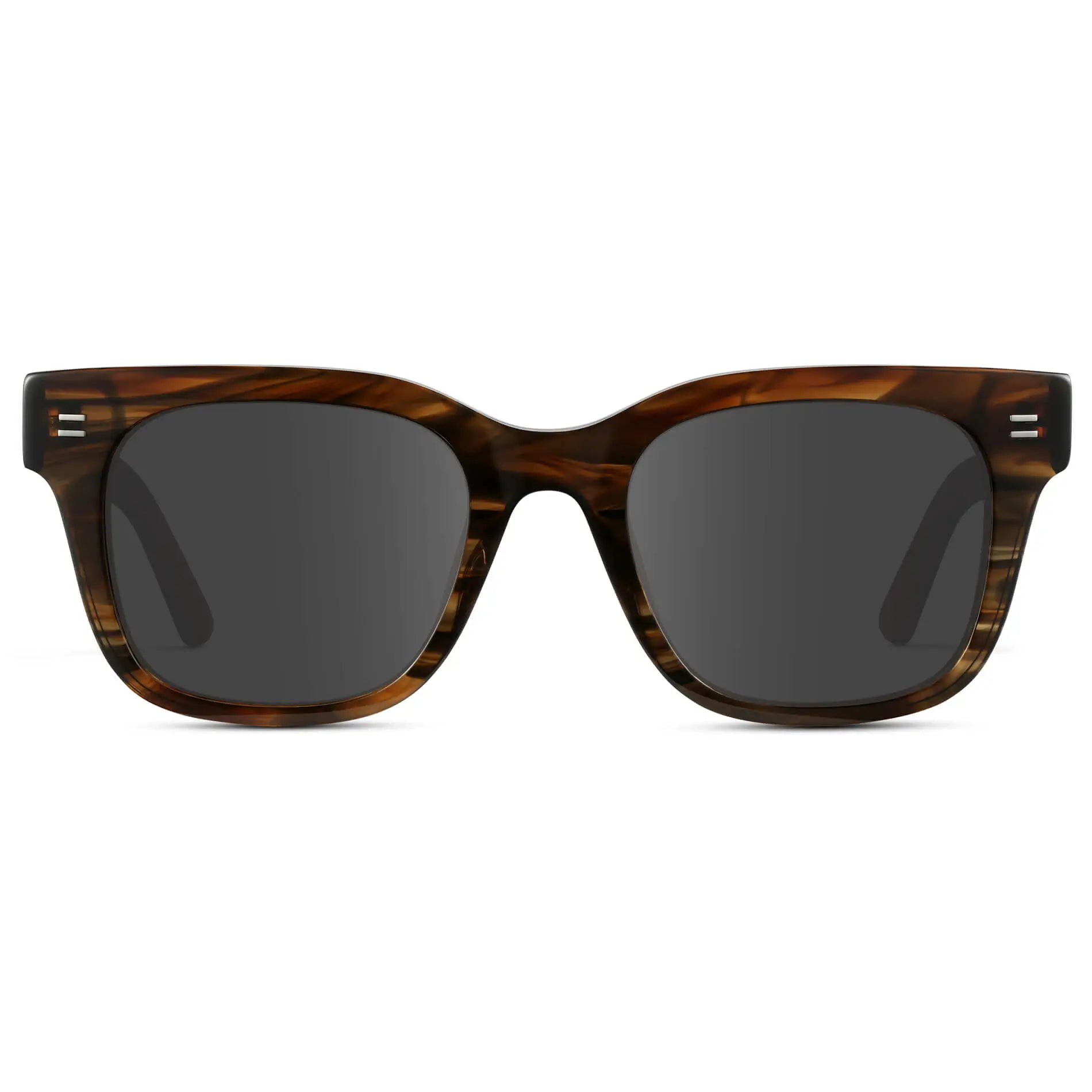 Red Oak / Grey || Front view of Men's Square Frame Prescription Sunglasses with Red Oak Frame and Grey Lenses