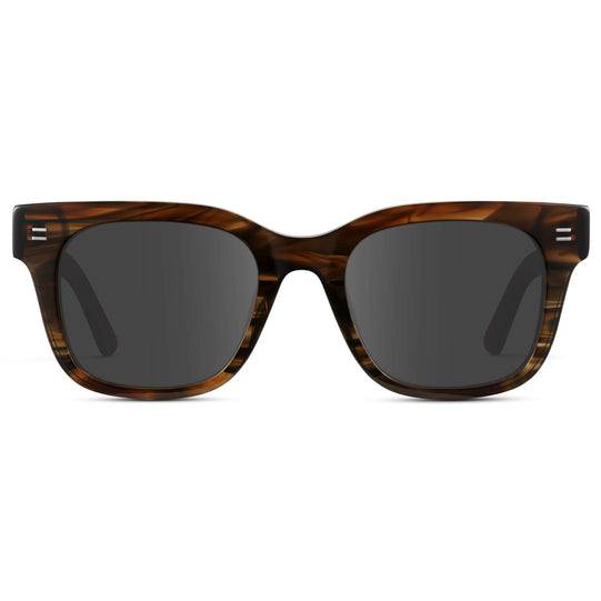 Red Oak / Grey || Square Frame Prescription Sunglasses