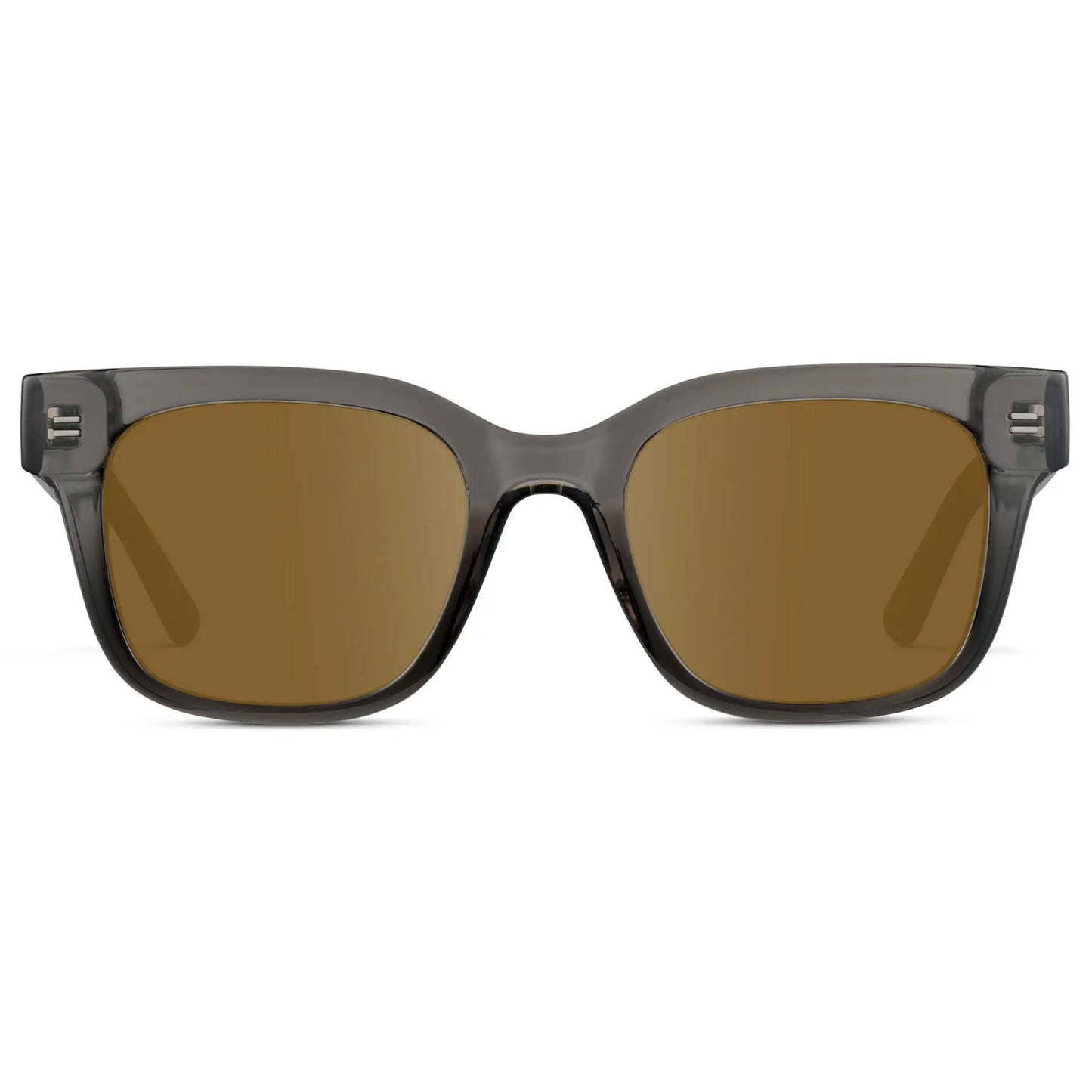 Black Ice Fade / Amber || Front view of Men's Square Frame Prescription Sunglasses with Grey Frame and Amber Lenses