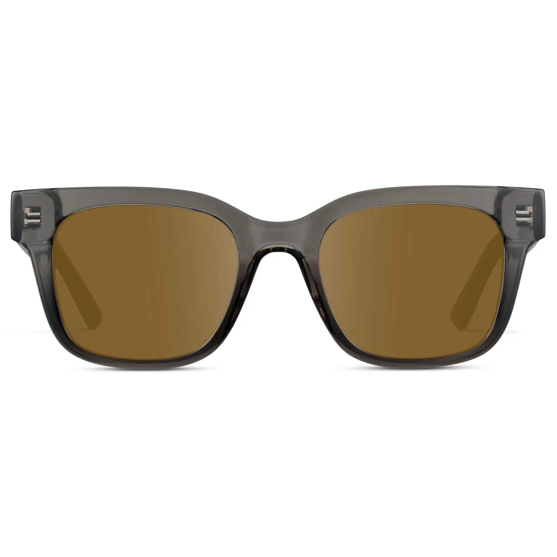 Black Ice Fade / Amber || Front view of Men's Square Frame Prescription Sunglasses with Grey Frame and Amber Lenses