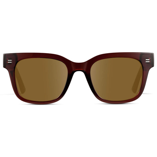 Red Garnet / Amber || Square Frame Prescription Sunglasses