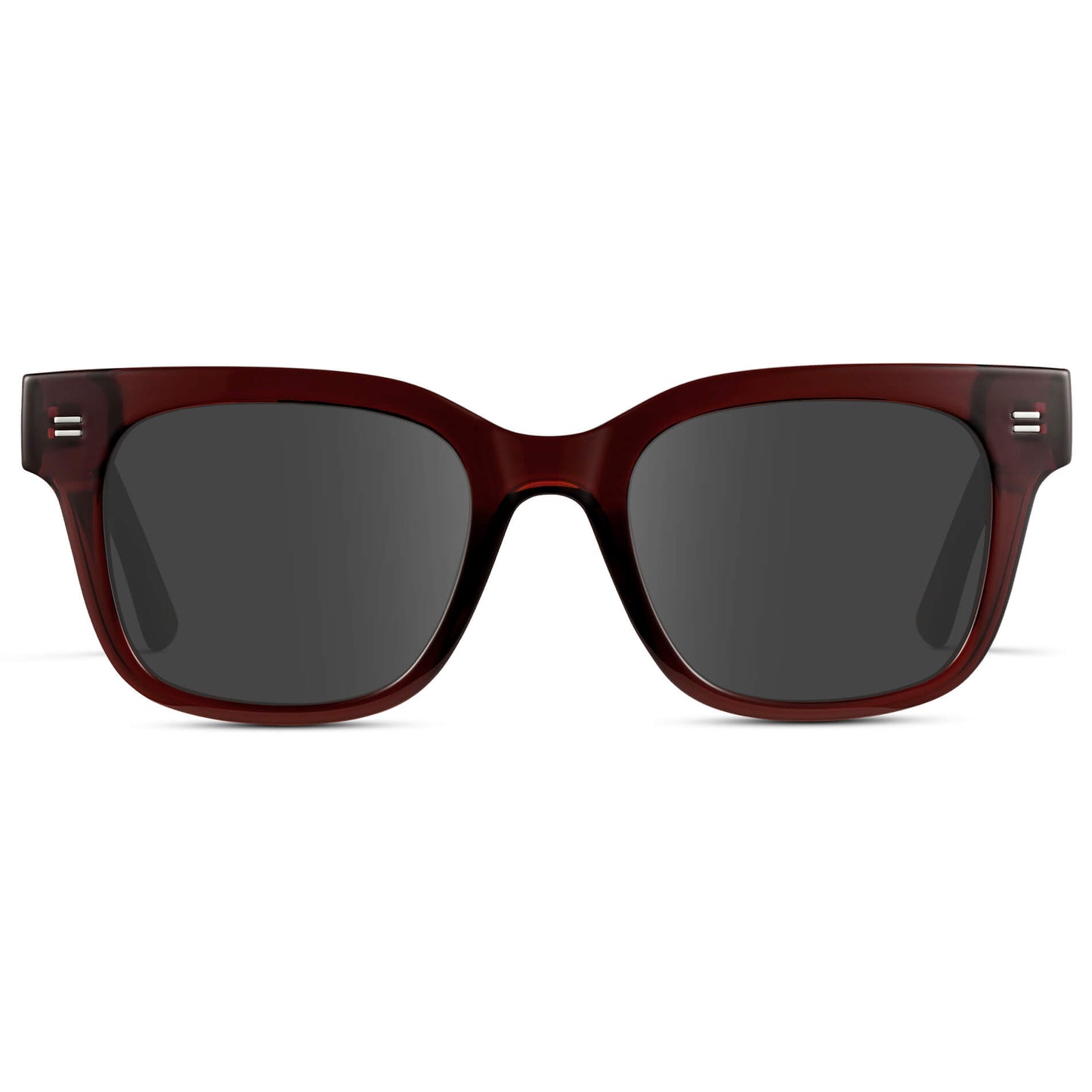 Red Garnet / Grey || Square Frame Prescription Sunglasses