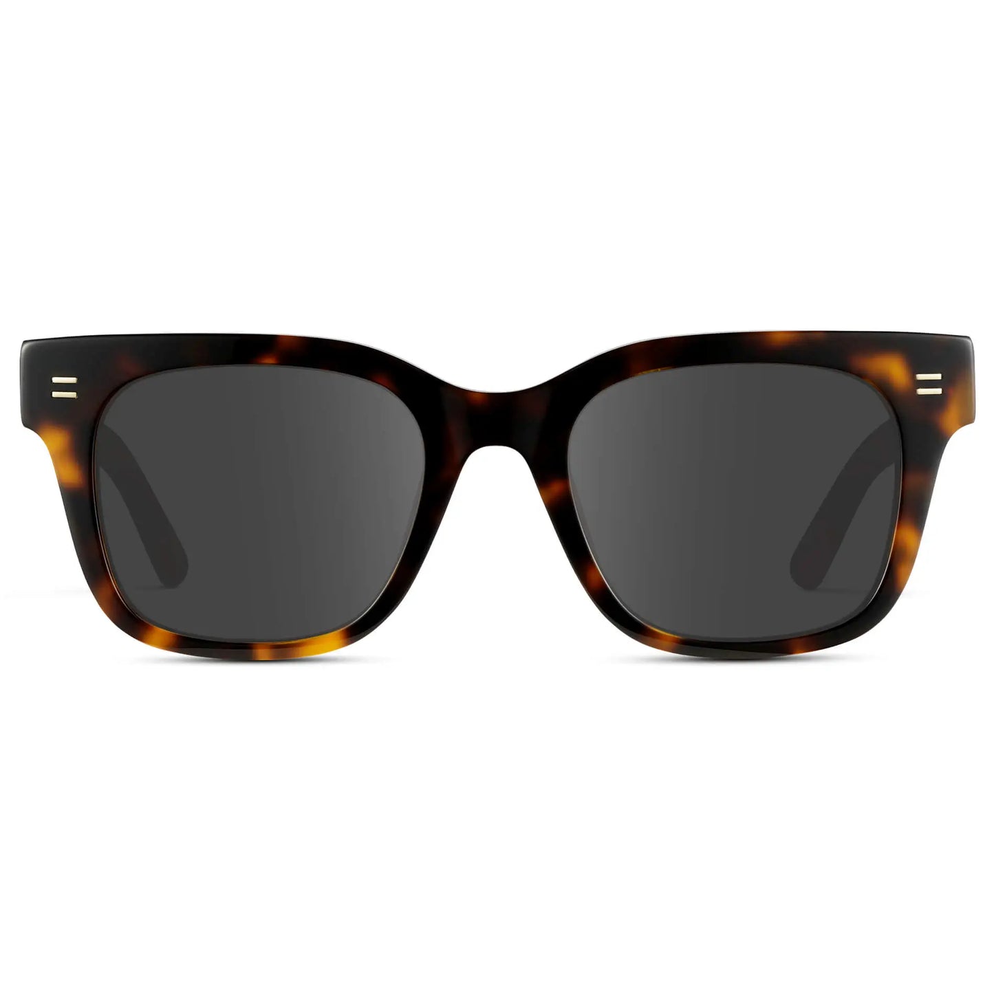 Brown Tortoise / Grey || Front view of Men's Square Frame Prescription Sunglasses with Brown Tortoise Frame and Grey Lenses