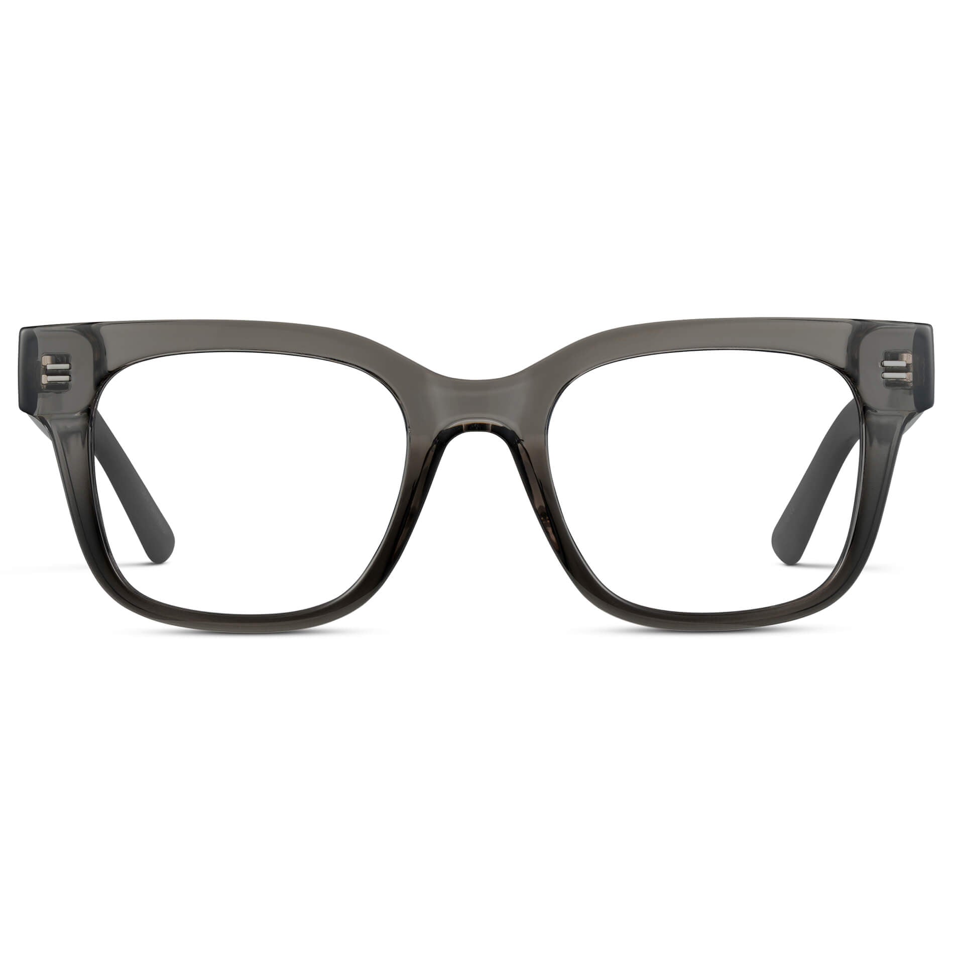 Black Ice Fade || Square Frame Glasses with Clear Prescription Lenses front view.