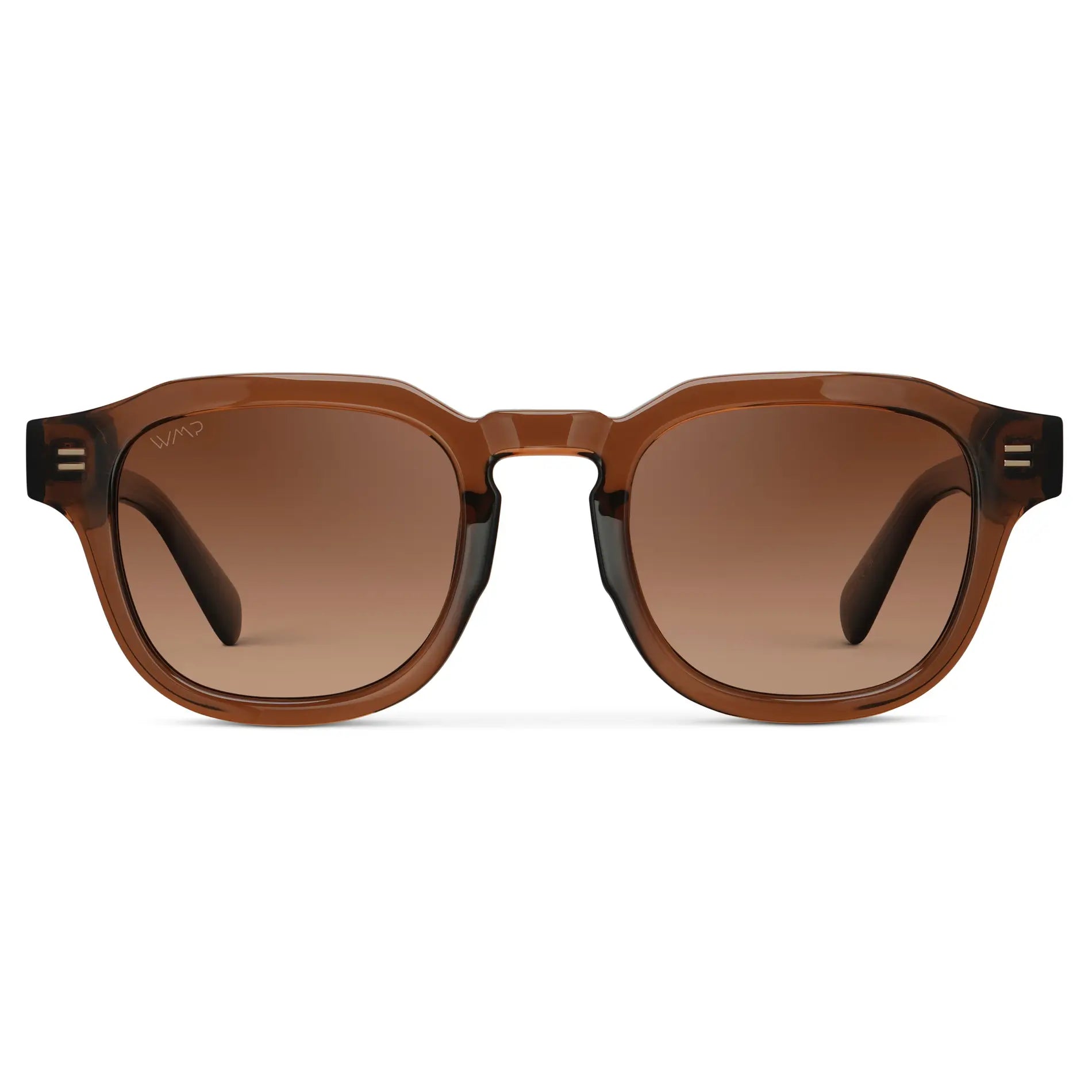 Terracotta Brown / Copper Brown Gradient Lens || Men's Geometric Square Polarized Sunglasses with Terracotta Brown Acetate Frame and Copper Brown Gradient Lens